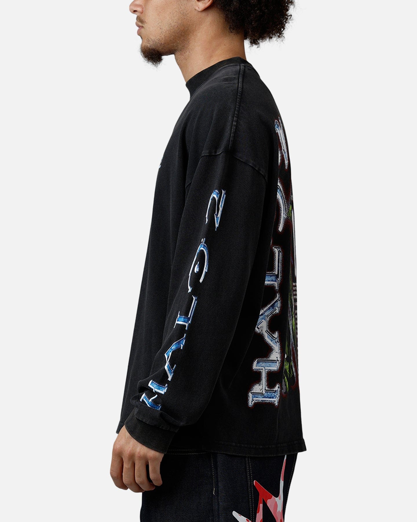 73studio x Halo 2 Long Sleeve T - Shirt Black Acidwash