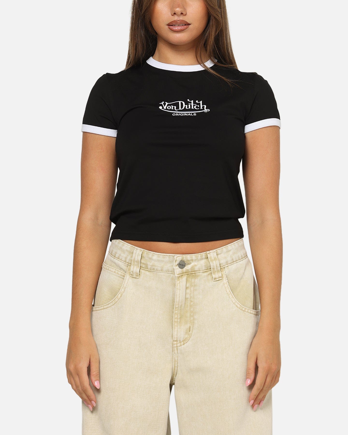 Von Dutch Women's Baby T - Shirt Black/White