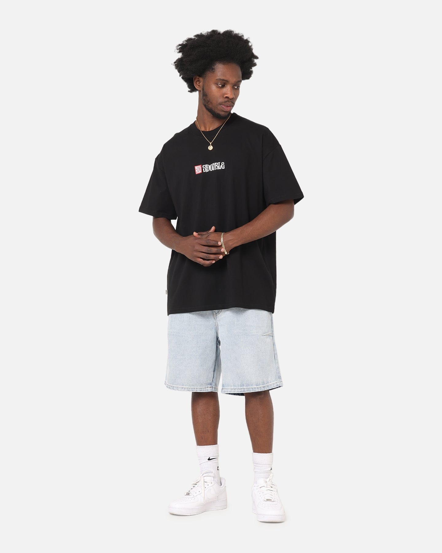 S Double Cube Mid Block T - Shirt Black