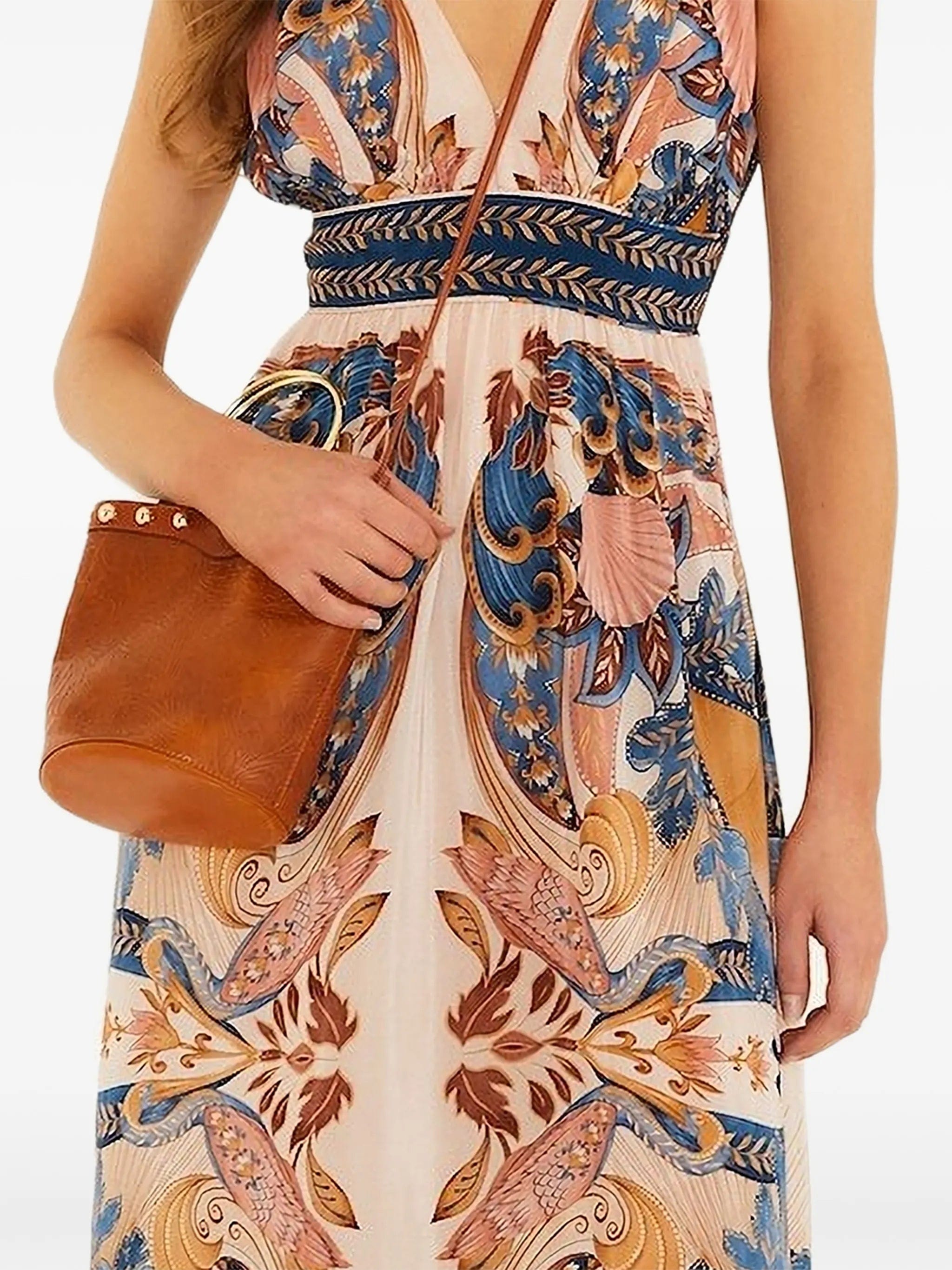 FARM Rio printed V - neck midi dress
