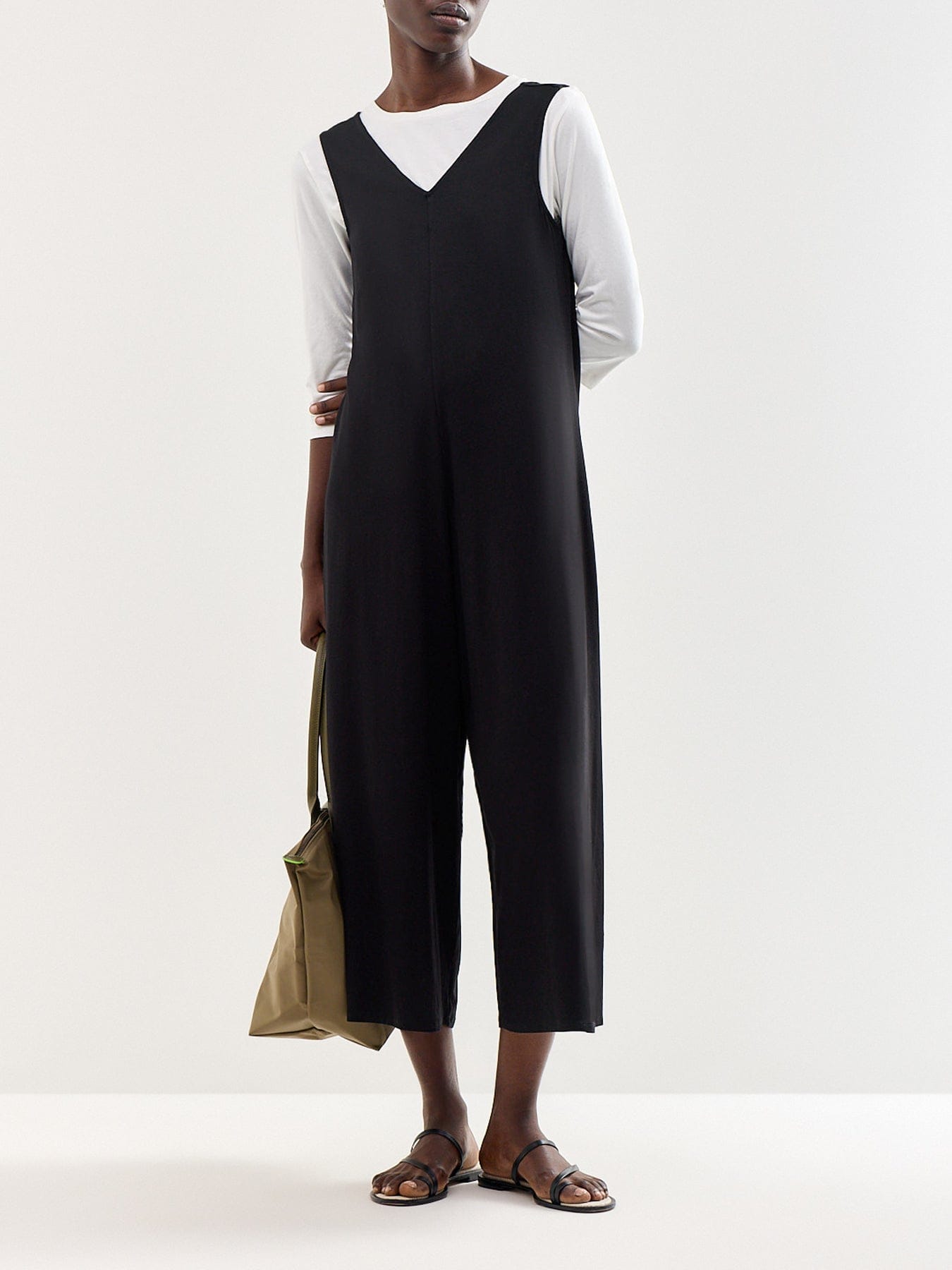Ro and Zo V - Neck Jersey Jumpsuit Black
