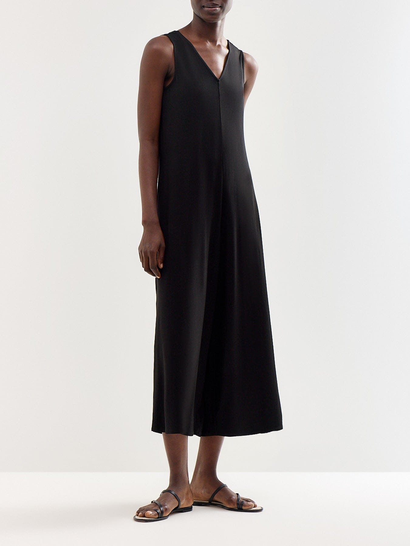 Ro and Zo V - Neck Jersey Jumpsuit Black