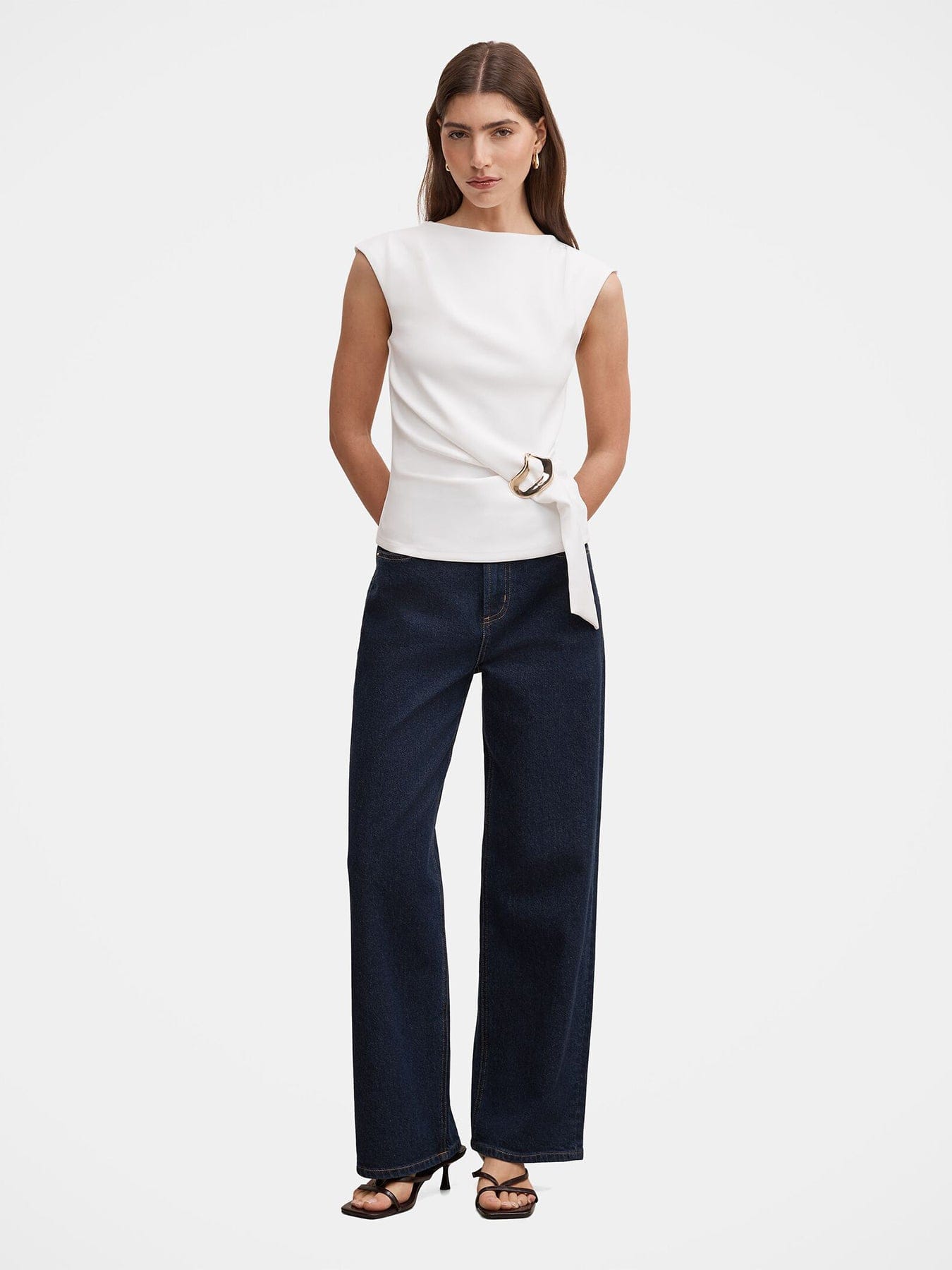 Forever New Serena Hardware Detail Blouse White