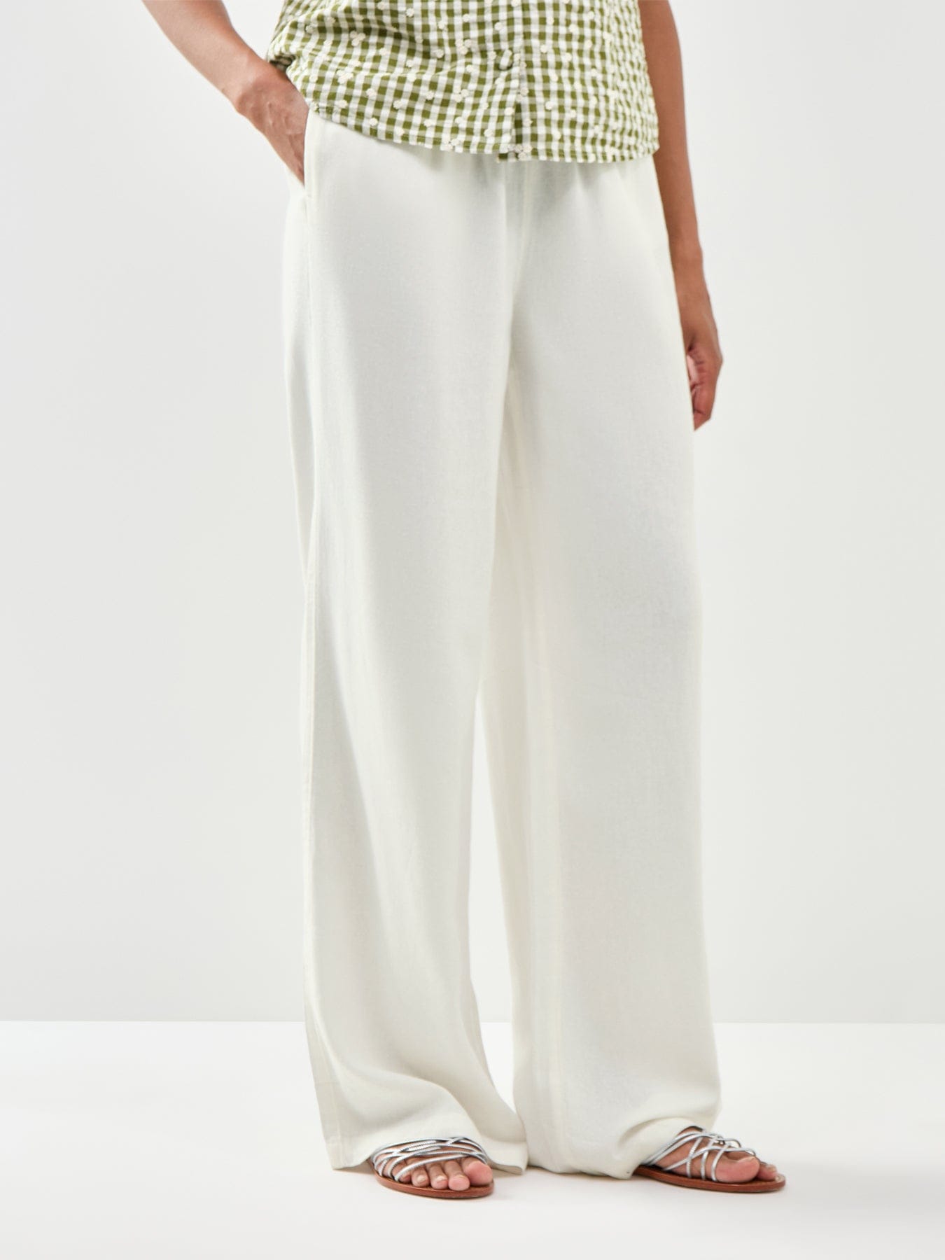 ONLY Goa Linen Blend Pull - On Trousers White