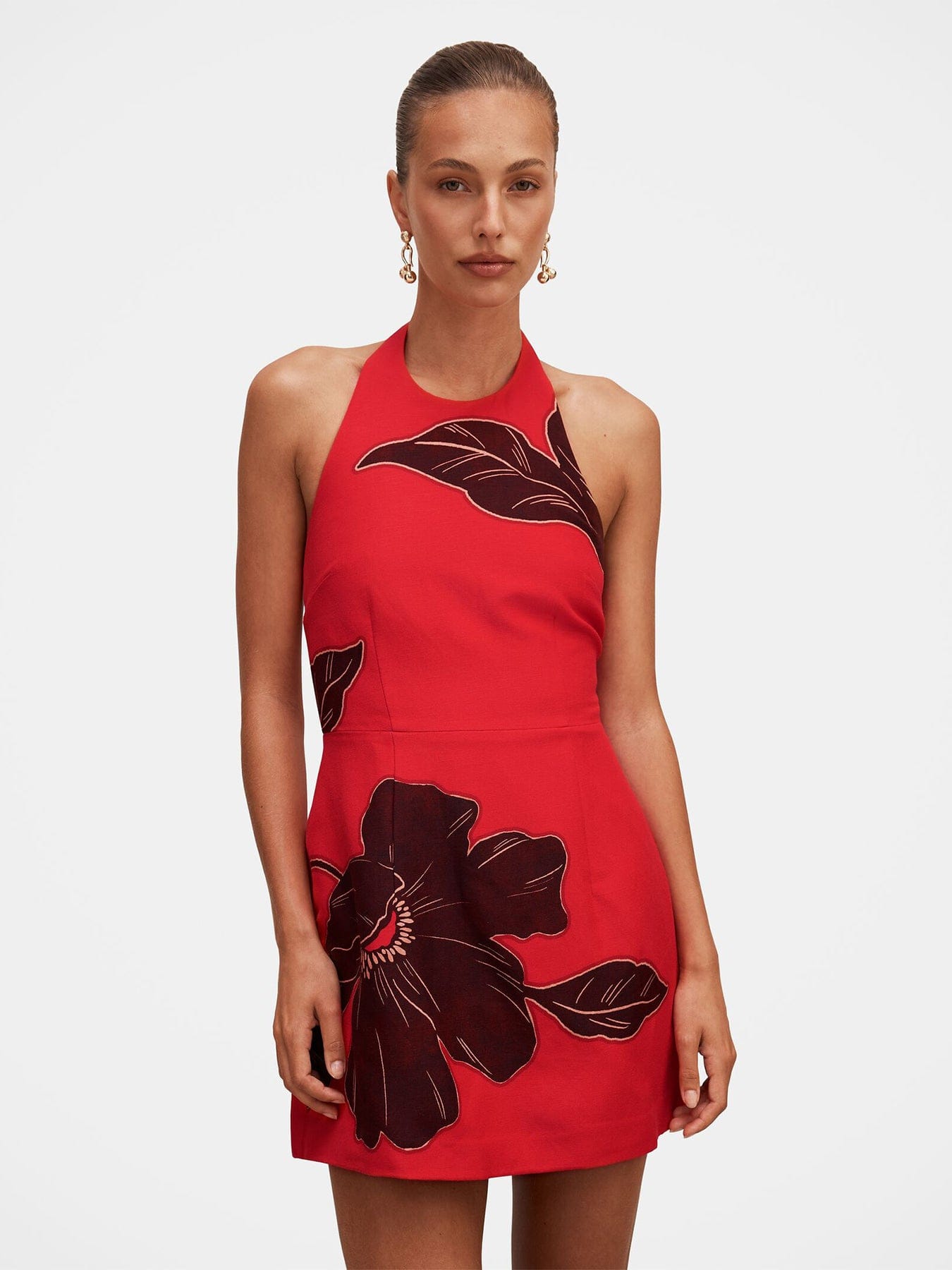 Forever New Corinna Printed Linen Mini Dress Red