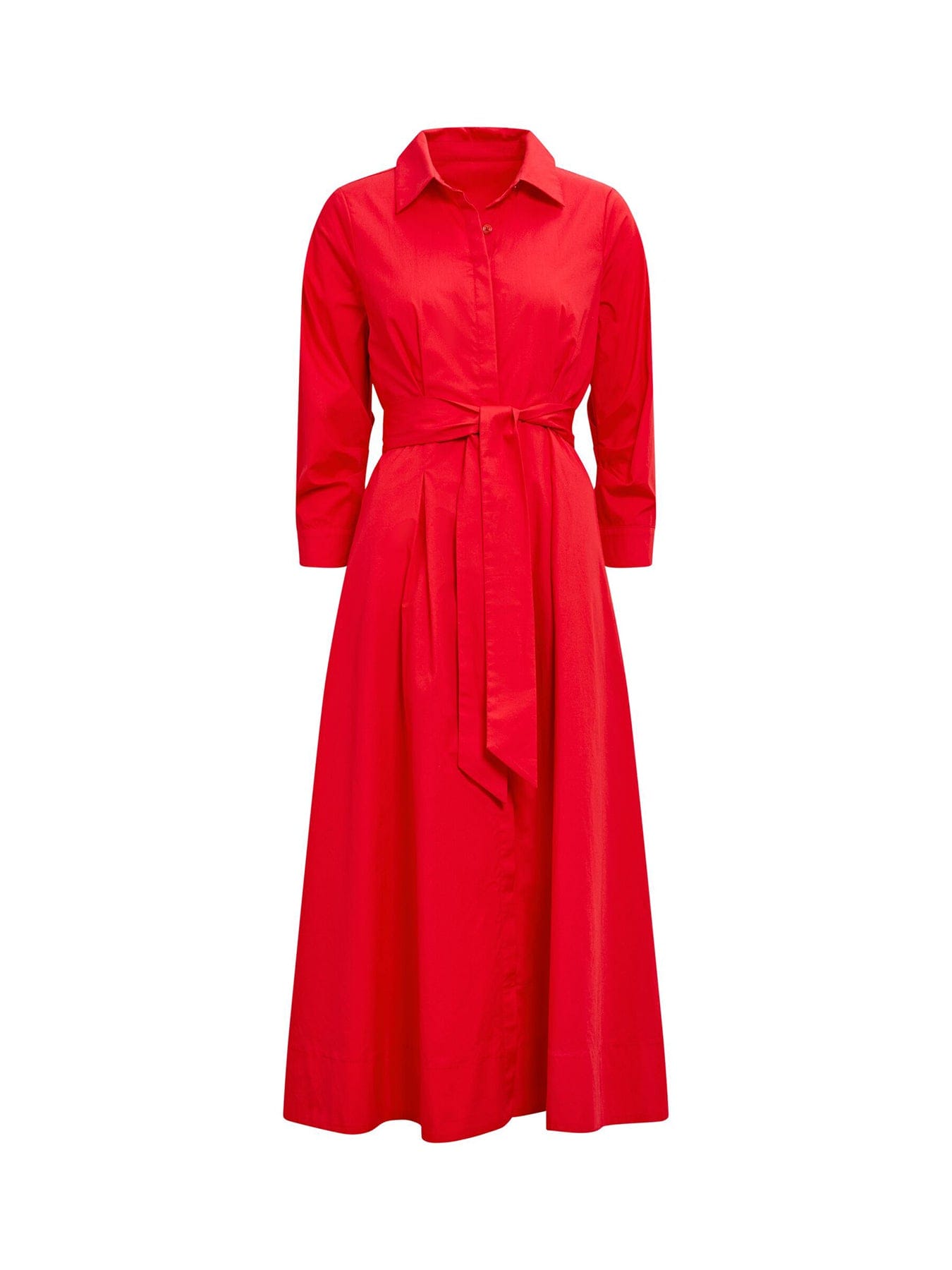 Forever New Sally Cotton Shirt Midi Dress Red