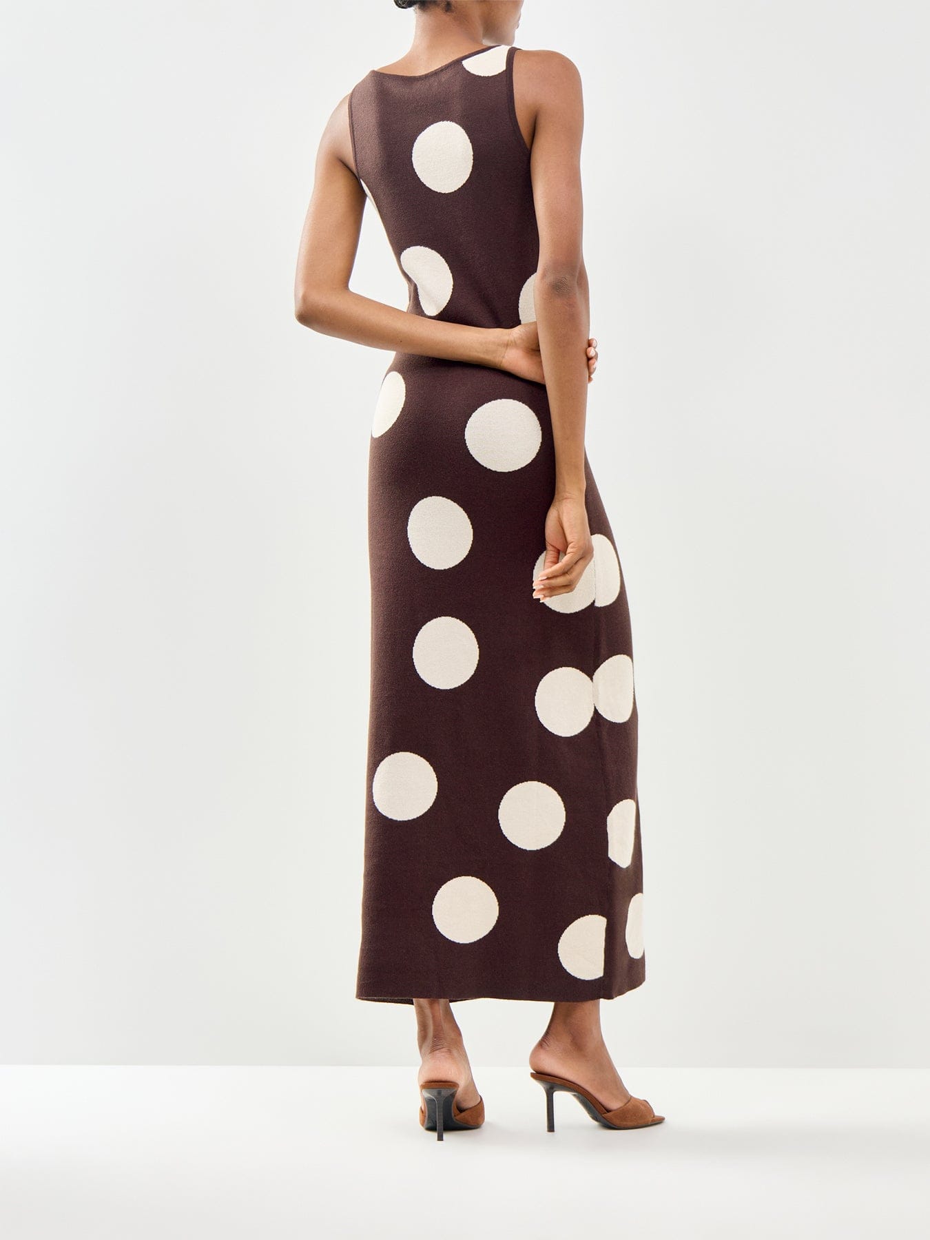 Pretty Lavish Sarover Polka Dot Maxi Slip Dress Brown