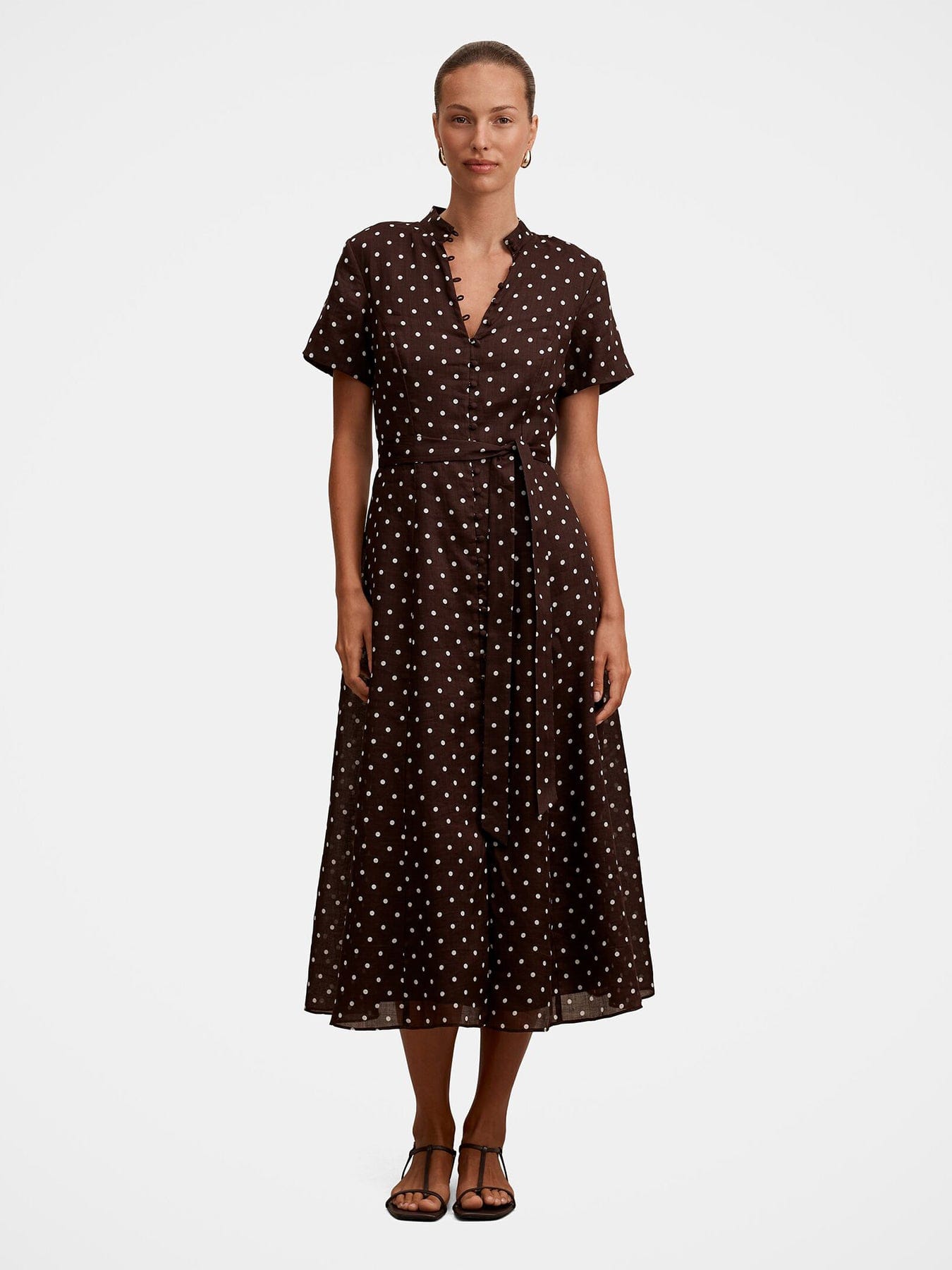 Forever New Therese Short Sleeve Midi Dress Brown