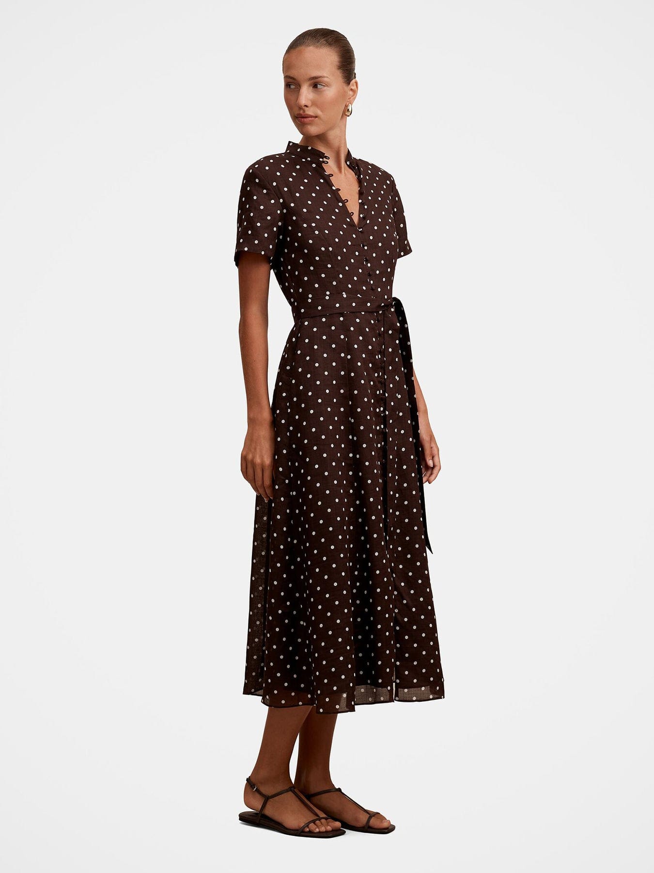 Forever New Therese Short Sleeve Midi Dress Brown