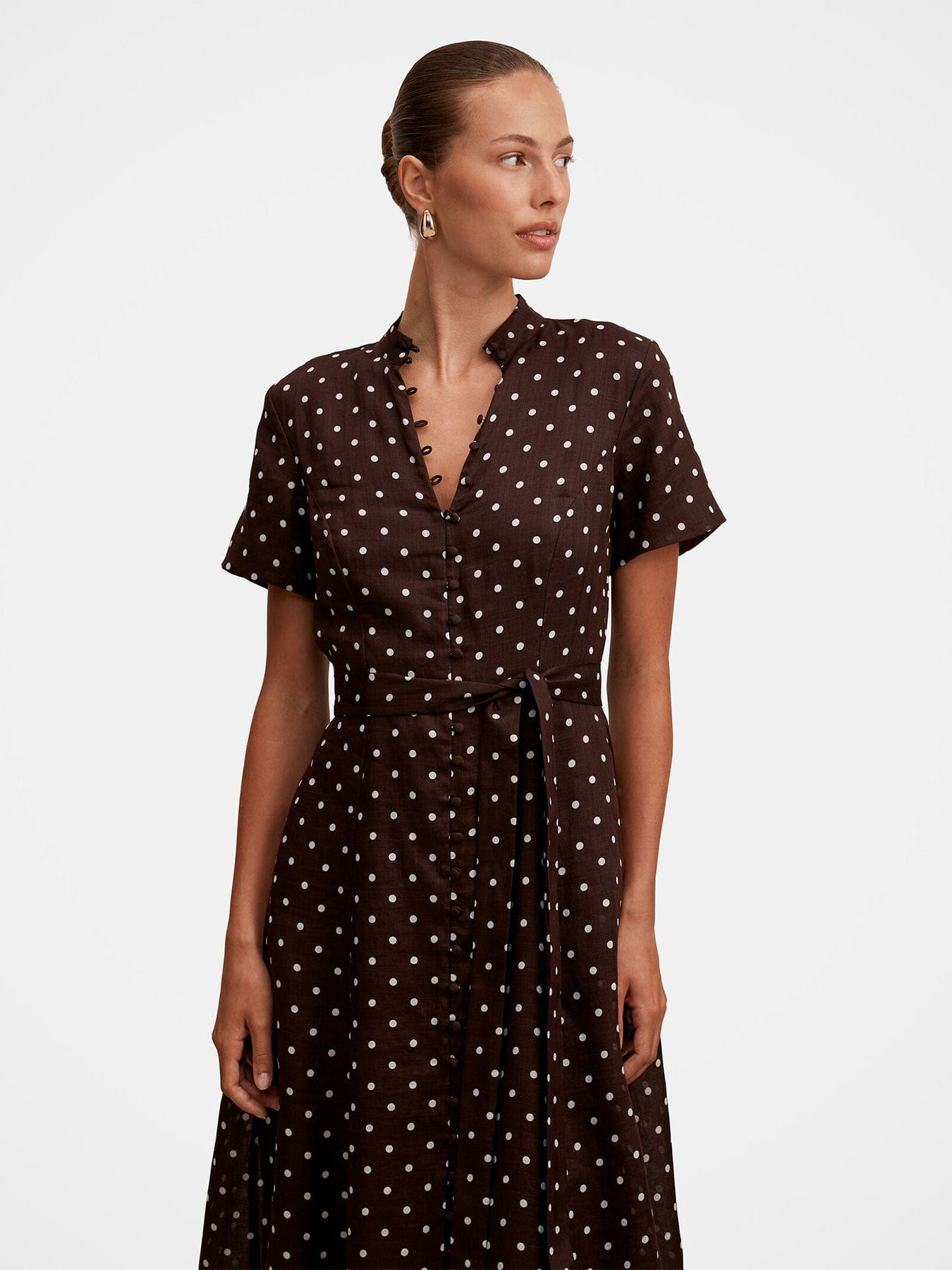 Forever New Therese Short Sleeve Midi Dress Brown