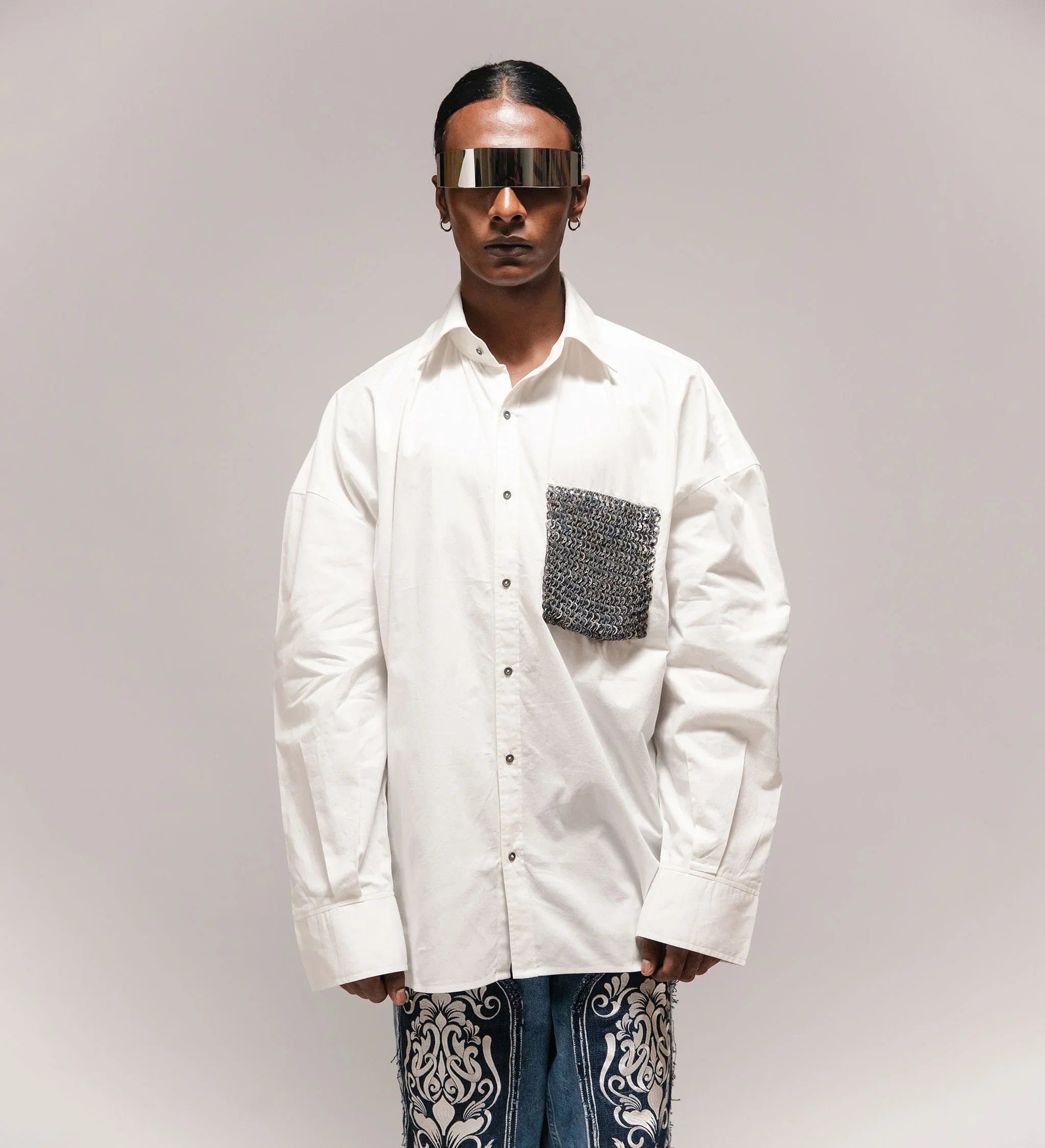 Cause & Effect Iron Heart' Chainmail Armour Oversize Shirt
