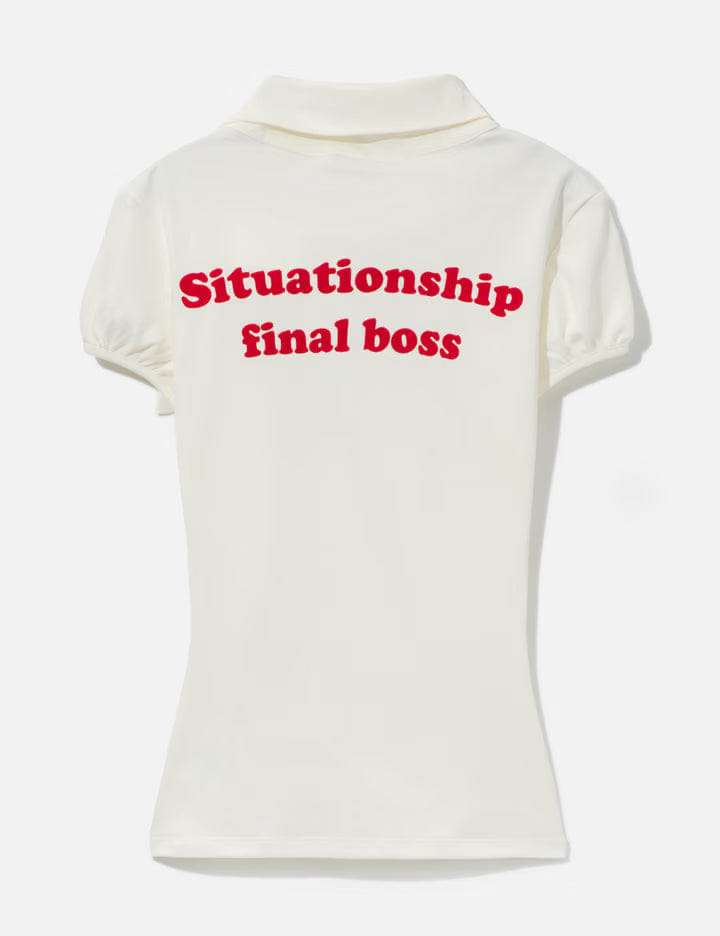 Markgong White Print Tie - Front Short Sleeve T - Shirt