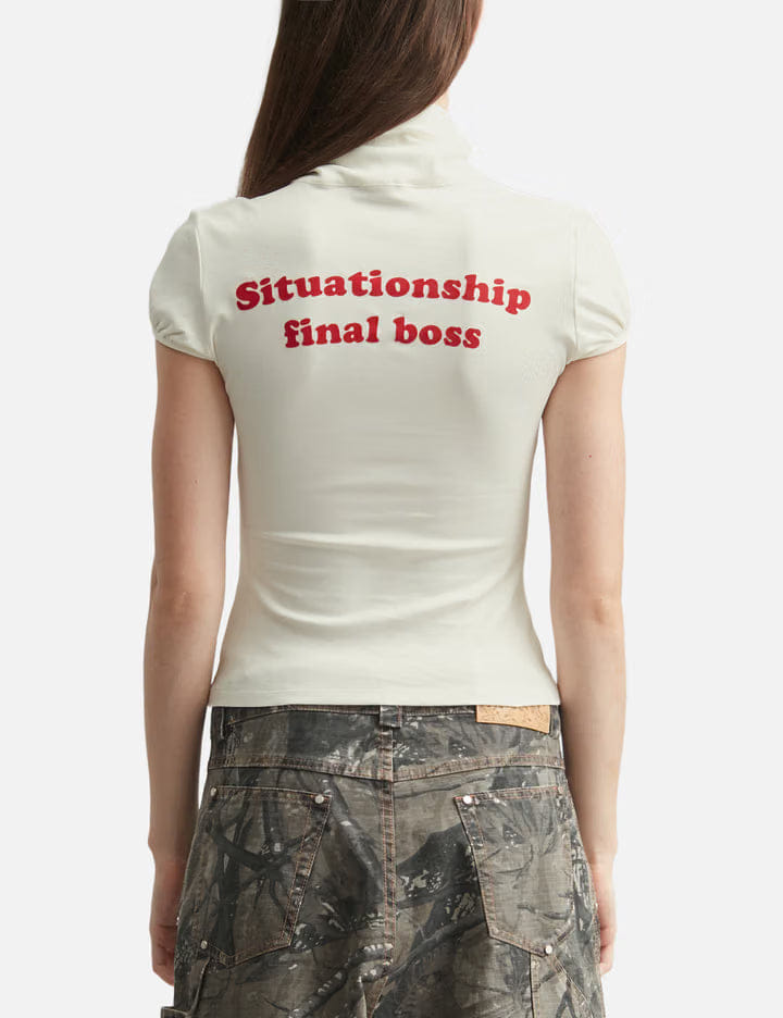 Markgong White Print Tie - Front Short Sleeve T - Shirt
