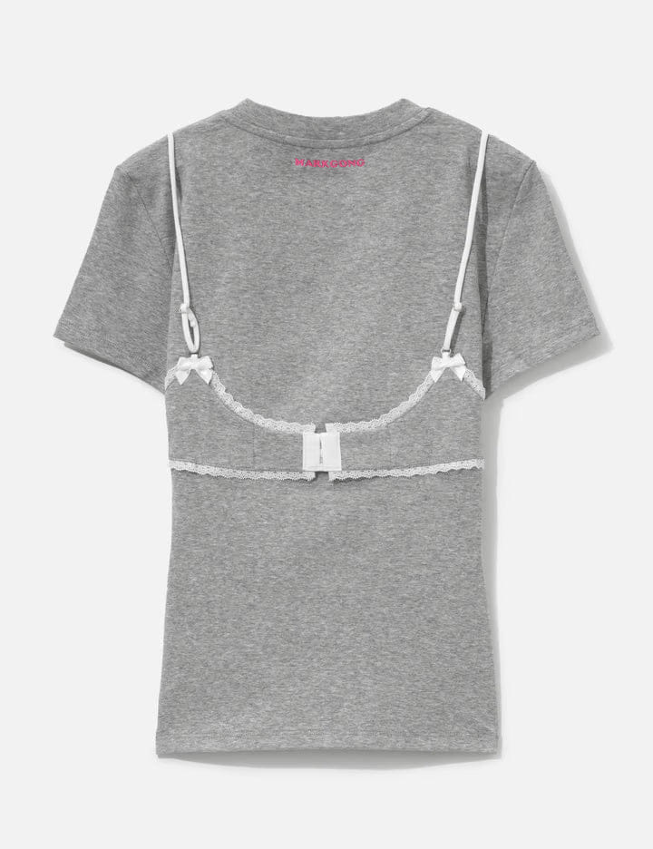 Markgong Grey Lace - Trim Bralette Detail T - Shirt