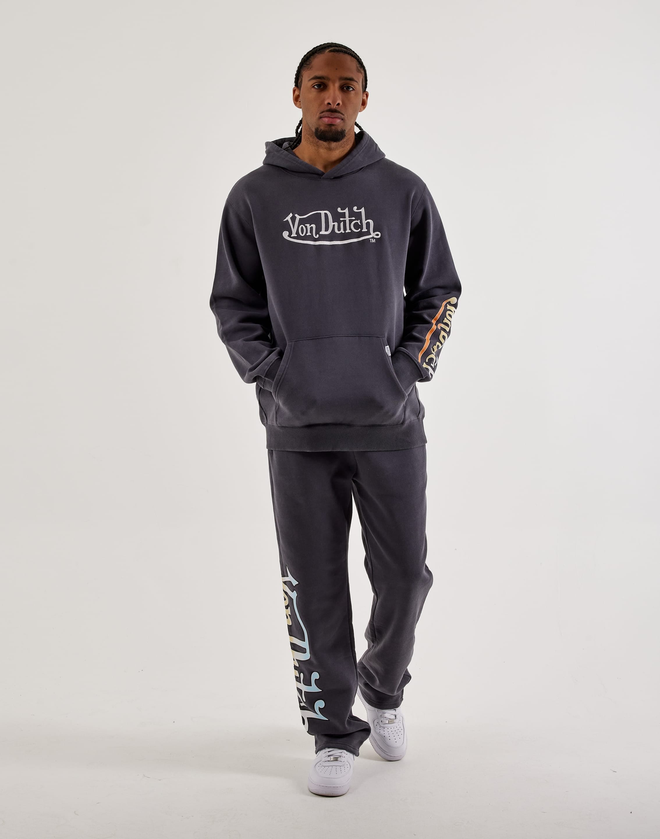 Von Dutch Classic Logo Acid Washed Fleece Sweatpants
