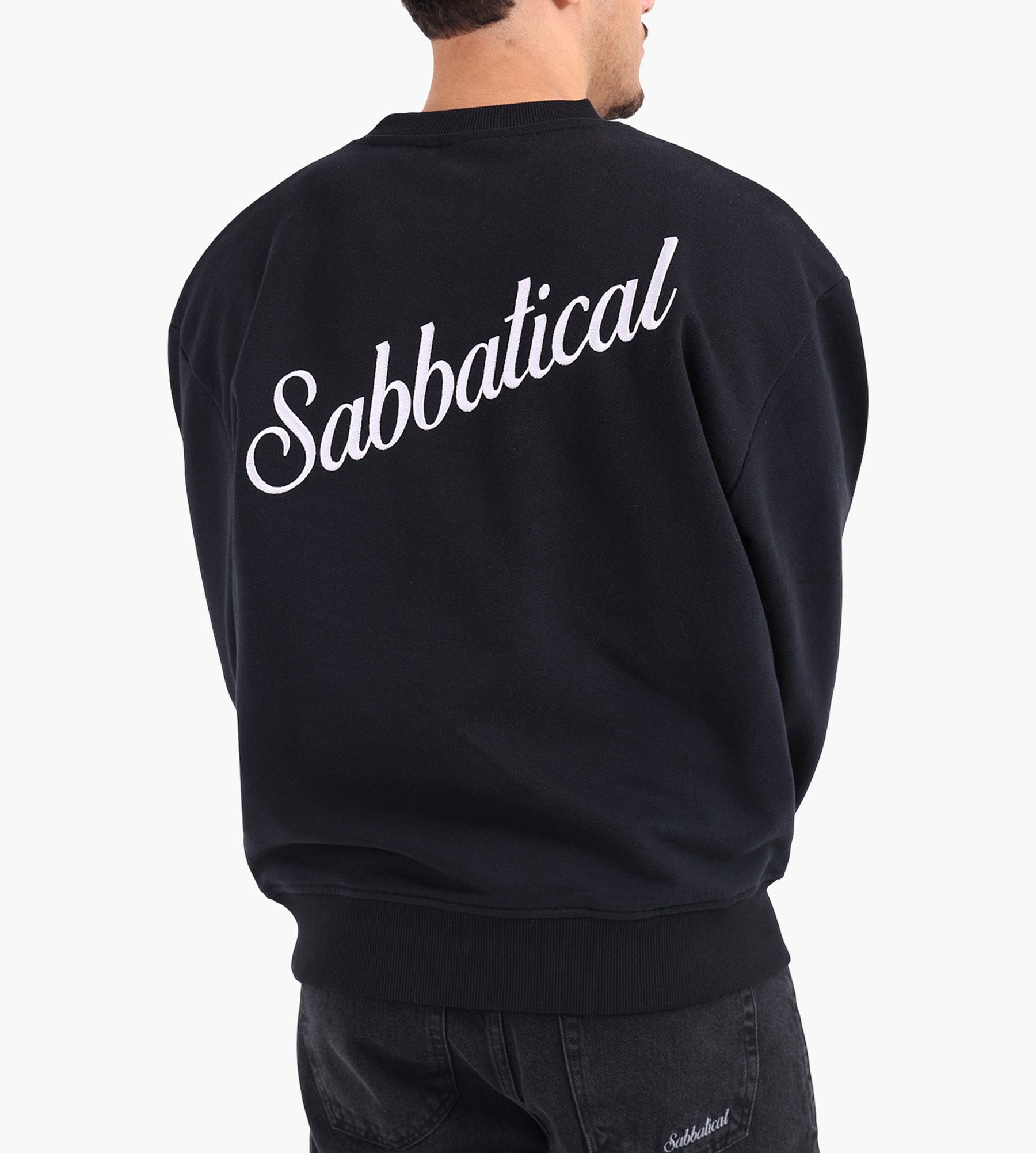 Sabbatical Script Logo Crewneck Black White