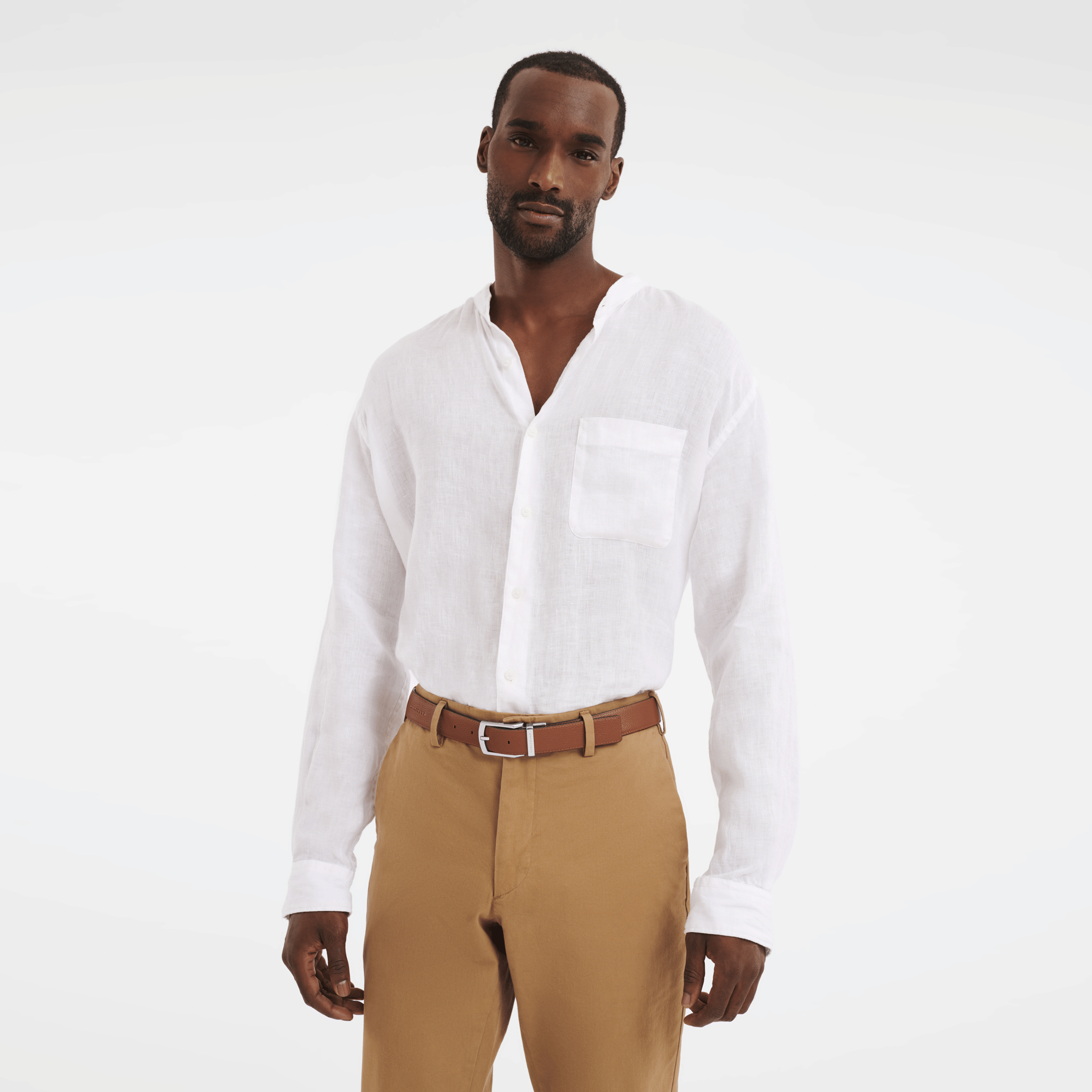 Long Champ Longchamp Le Foulonné Men's belt Navy/Caramel