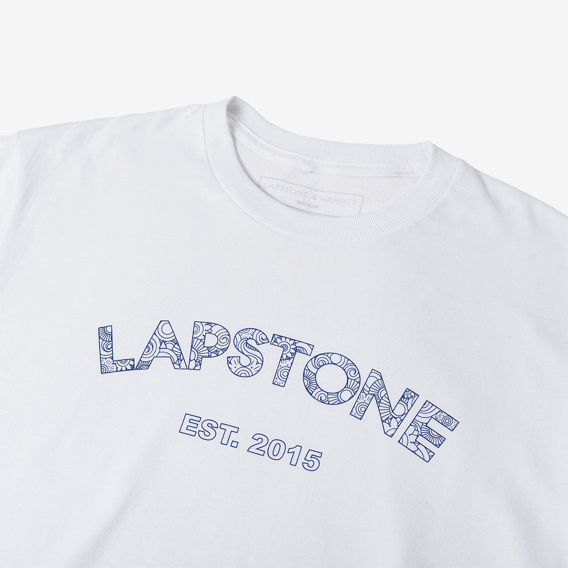 Lapstone & Hammer LAPSTONE ARCH DECO T-Shirt - WHITE / NAVY