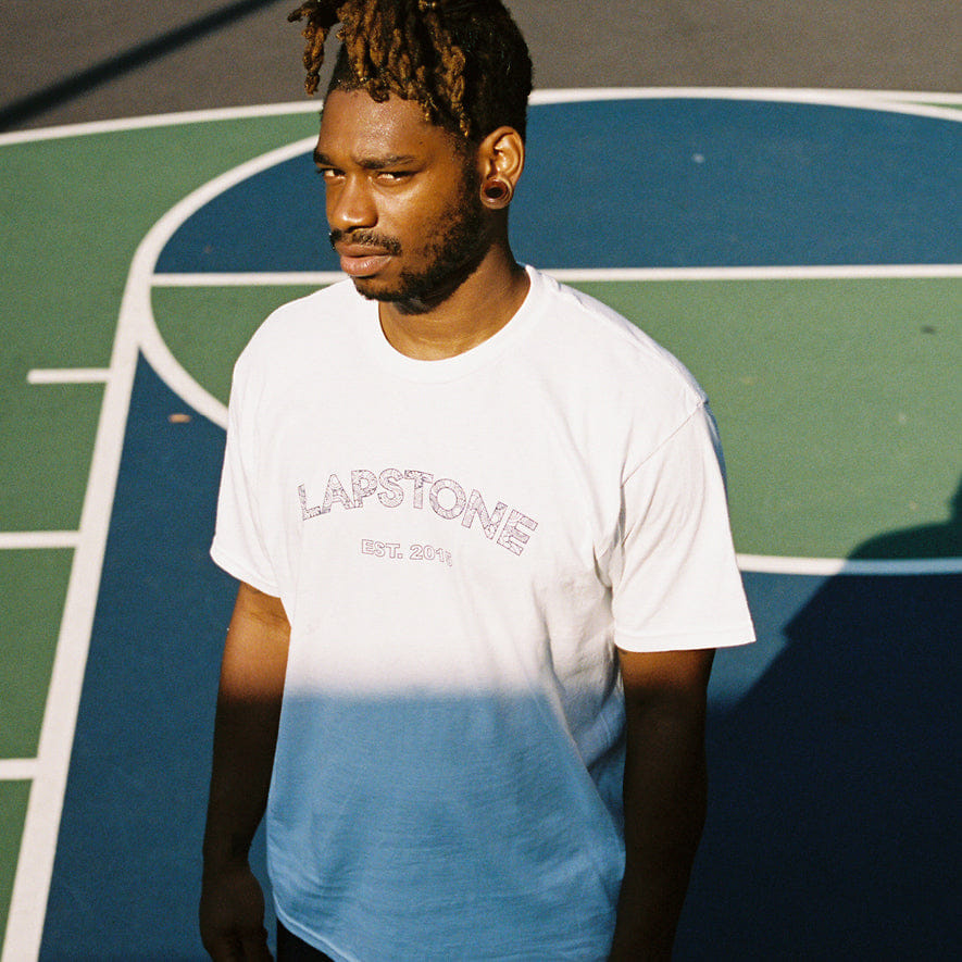 Lapstone & Hammer LAPSTONE ARCH DECO T-Shirt - WHITE / NAVY