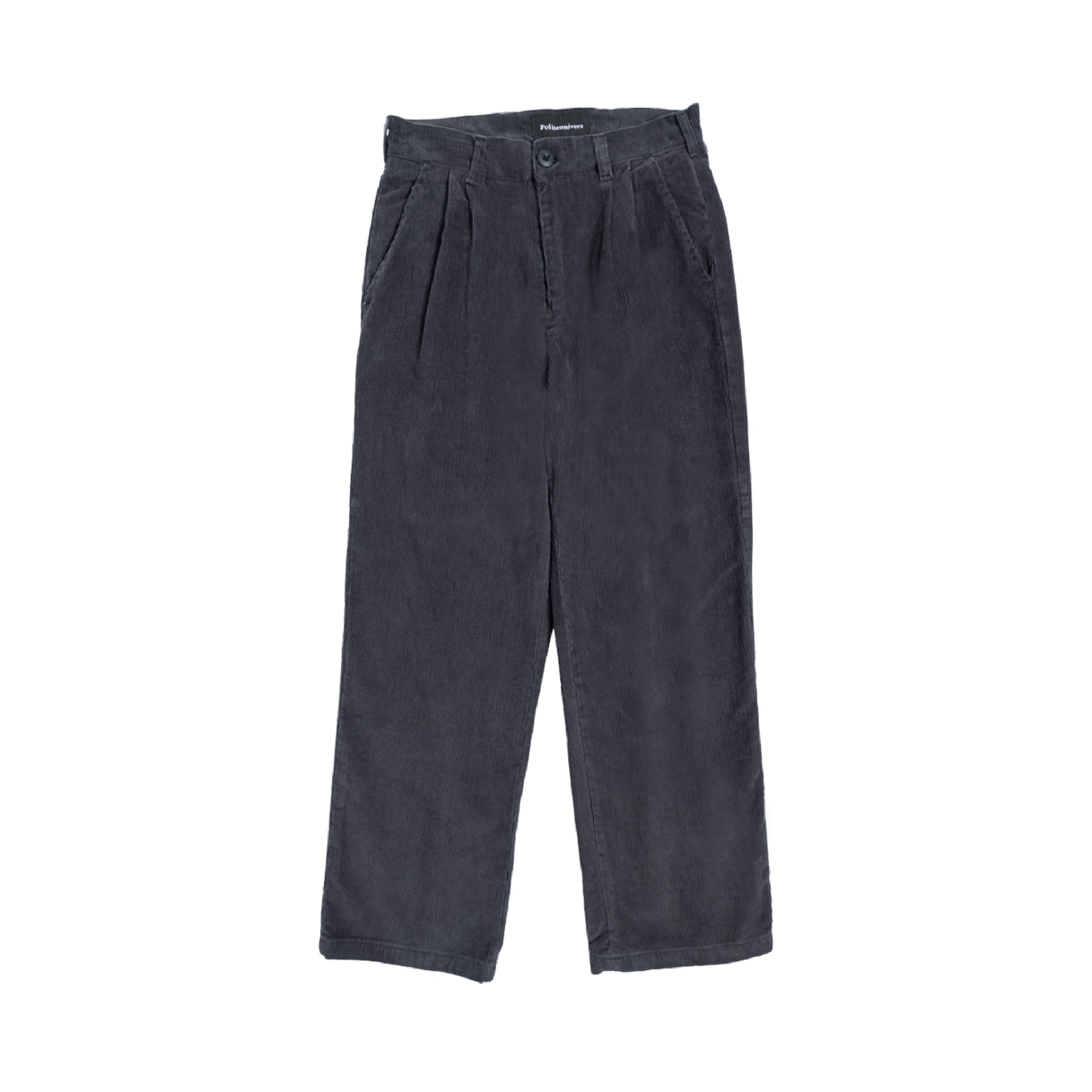Politeunivers Double Pleated Corduroy Pants - Washed Black