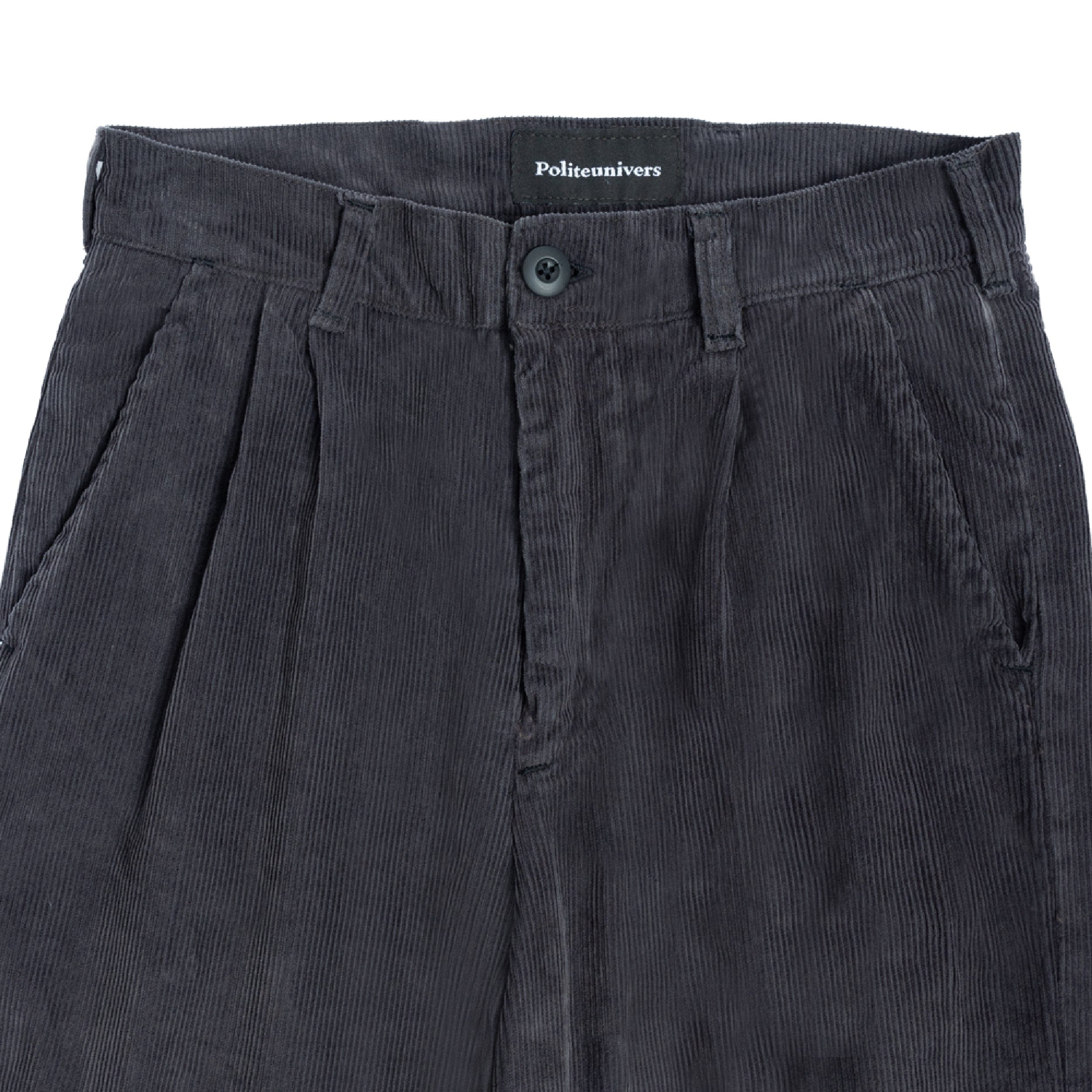Politeunivers Double Pleated Corduroy Pants - Washed Black