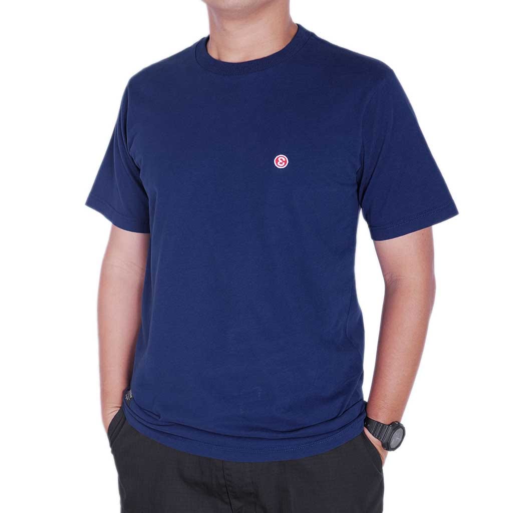 WHITE* Preduce Small E Two - Tone Embroidered T - Shirt Navy/White/Red