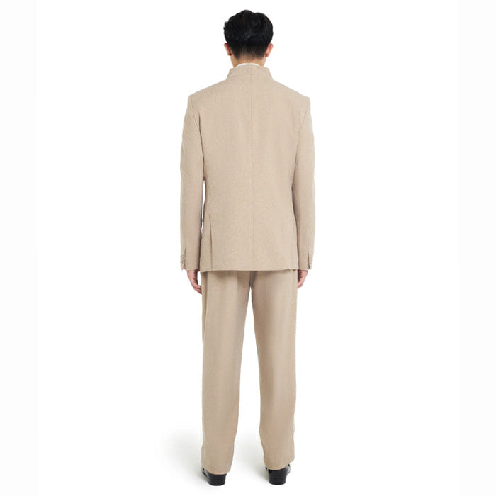 JAN SOBER BEIGE COLLARLESS BLAZER