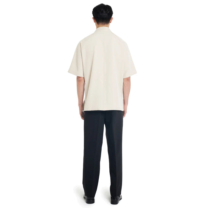 JAN SOBER CREAM OVERSIZED COLLARLESS SHIRT WITH OVERLAP DETAIL