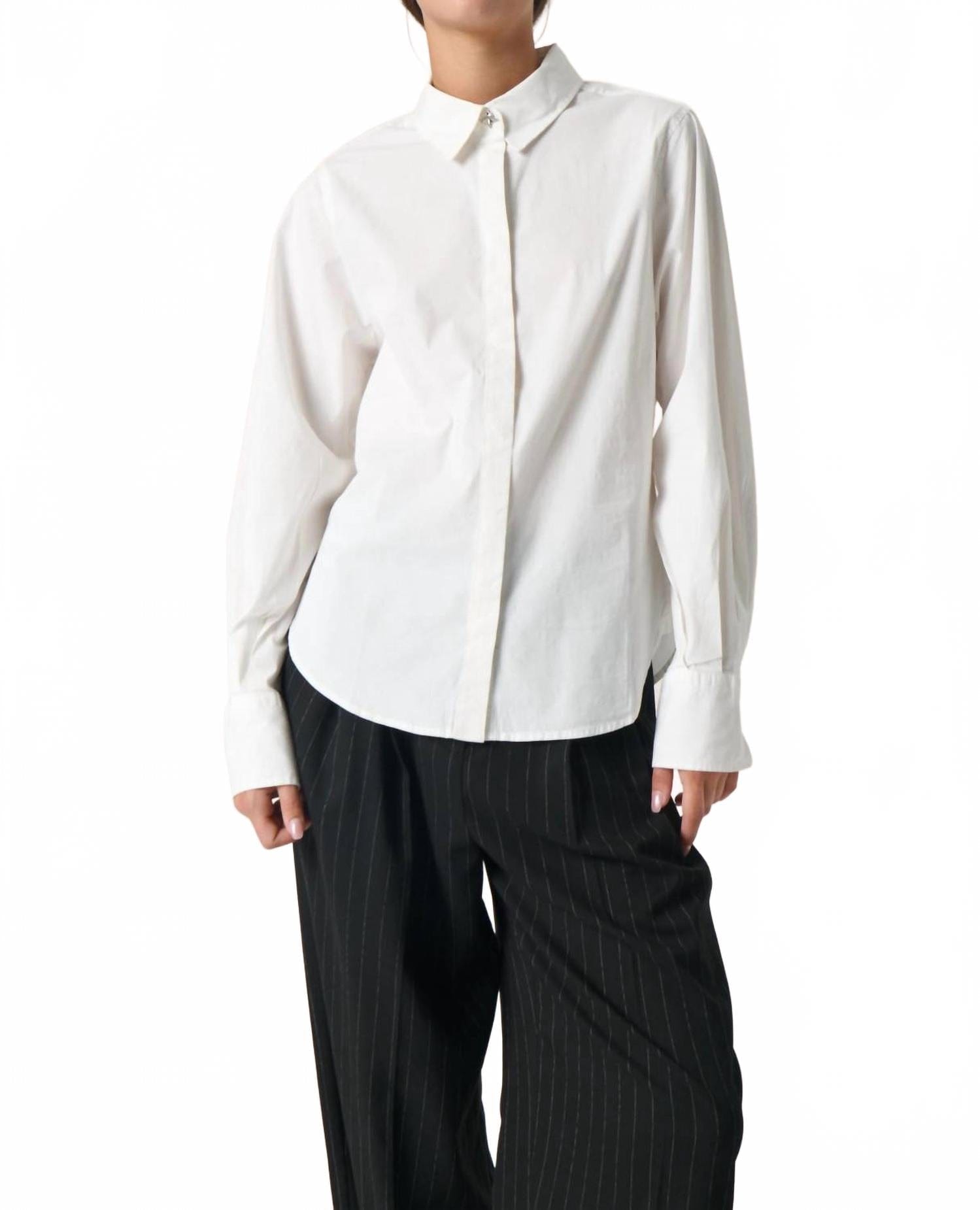 Whisper Slalonna Loose Fit Long Sleeves Shirt In Whisper White