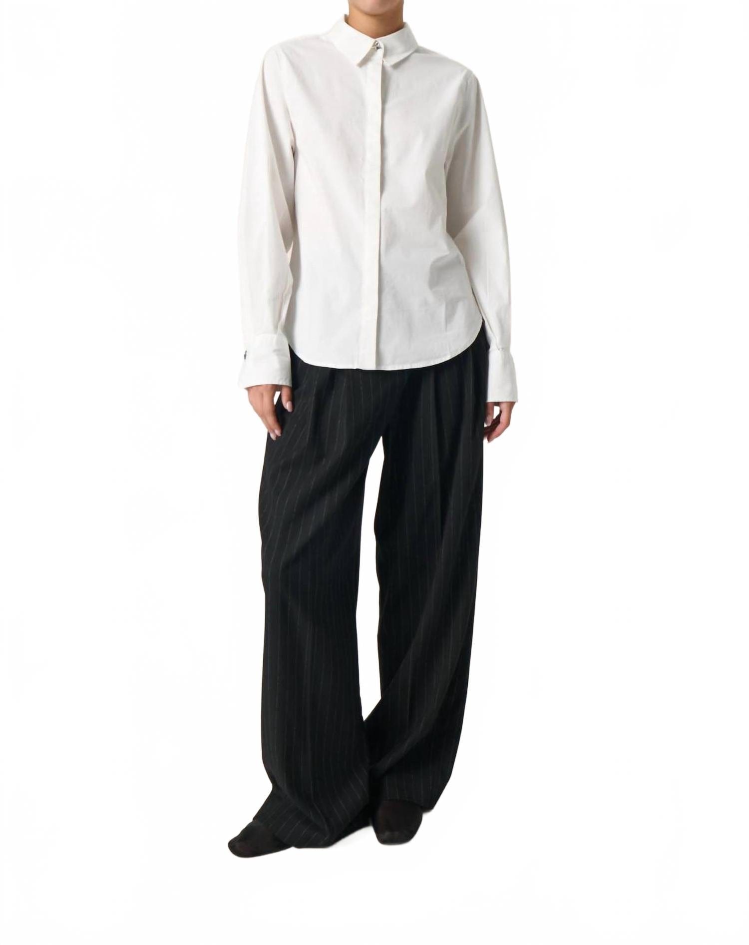 Whisper Slalonna Loose Fit Long Sleeves Shirt In Whisper White