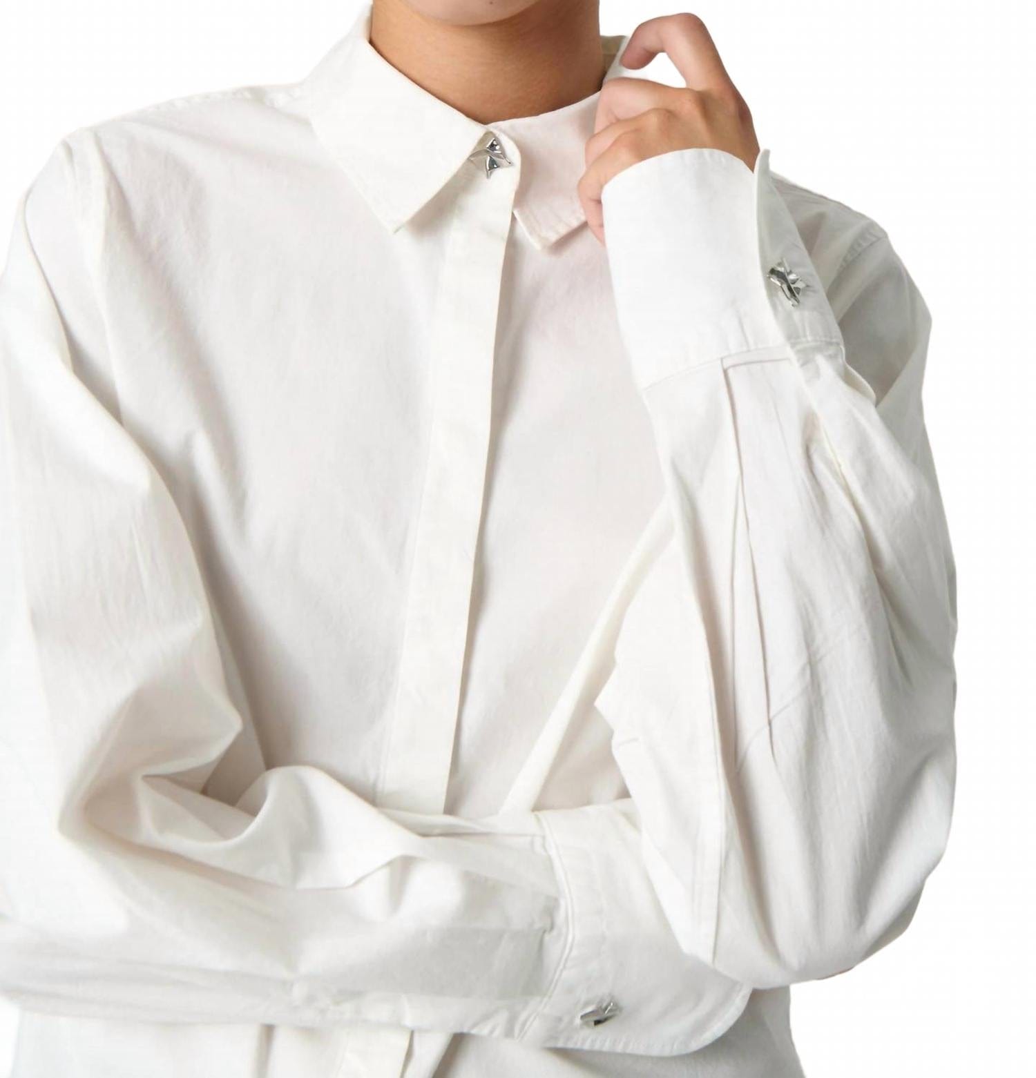 Whisper Slalonna Loose Fit Long Sleeves Shirt In Whisper White