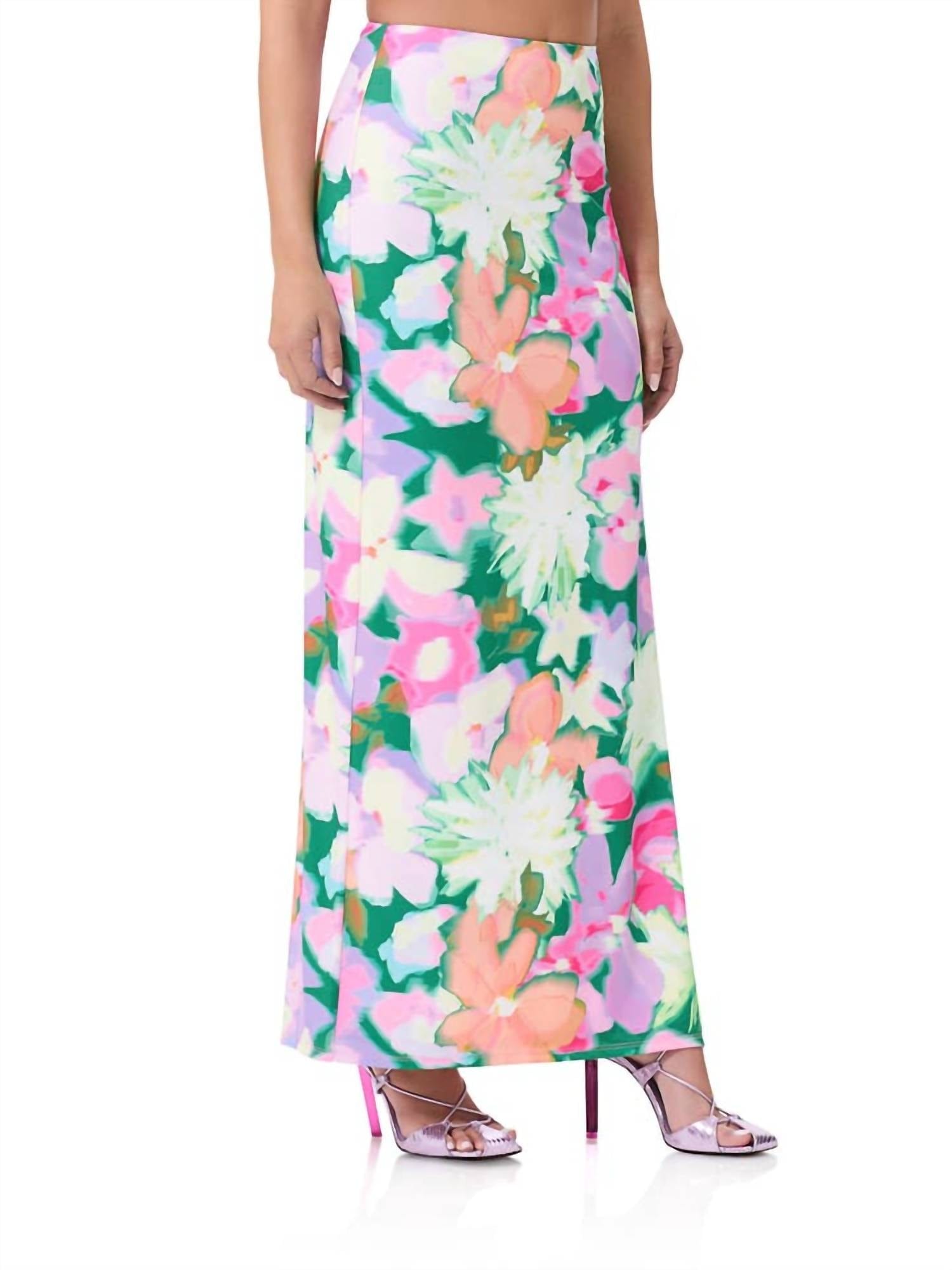 BLOSSOM Ryleigh Hi Waist Maxi Side Slit Skirt In Spring Blossom