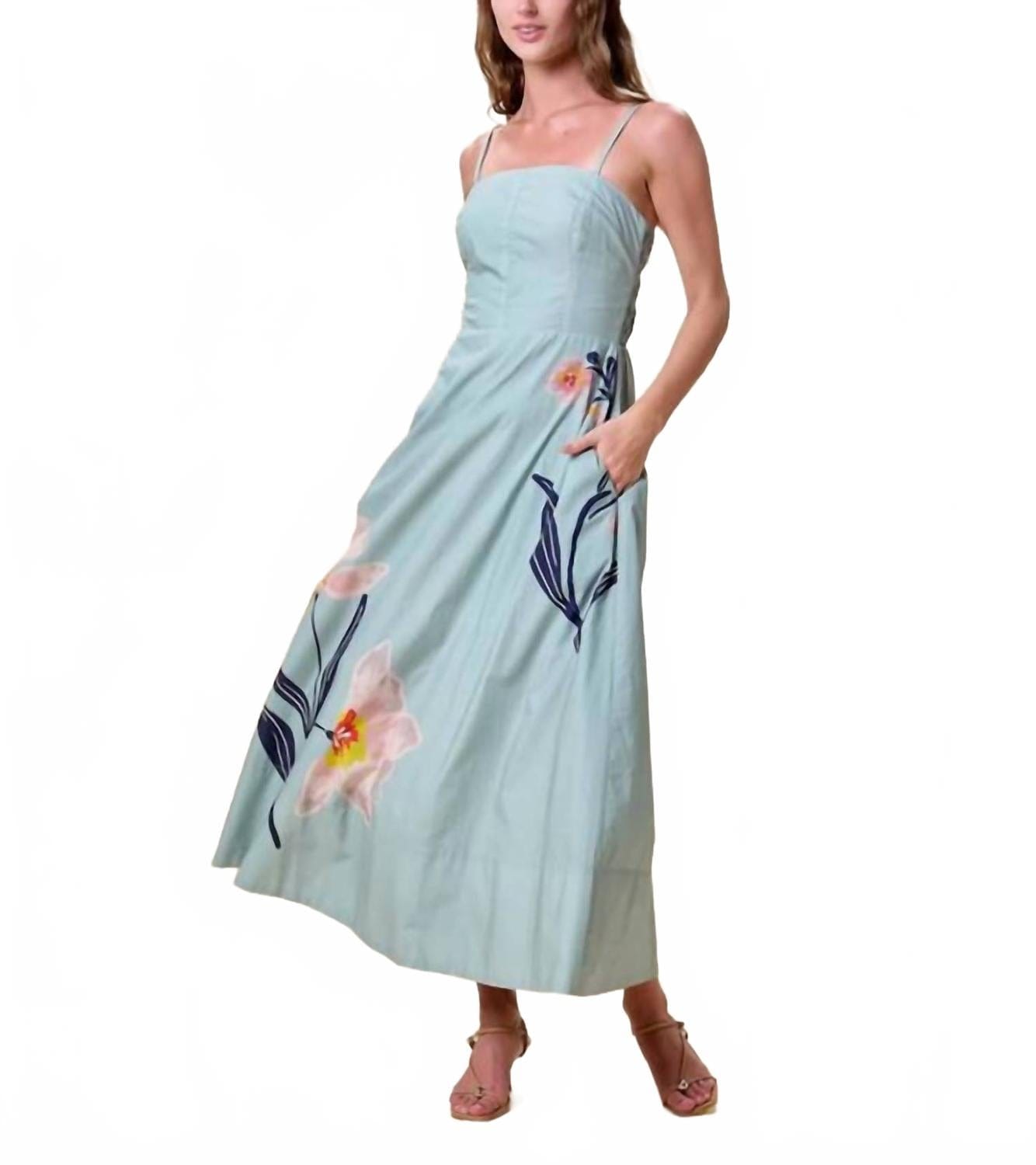 Blue Riley Ankle Dress In Moresco Blue Surf