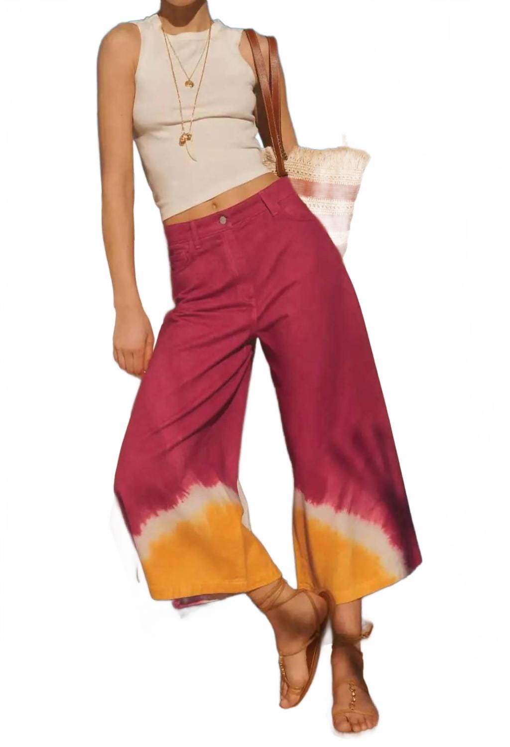Yellow Guaji Wide Leg Pants In Red/ Yellow