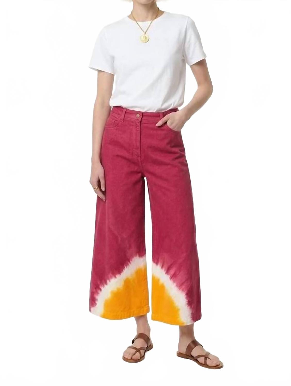 Yellow Guaji Wide Leg Pants In Red/ Yellow