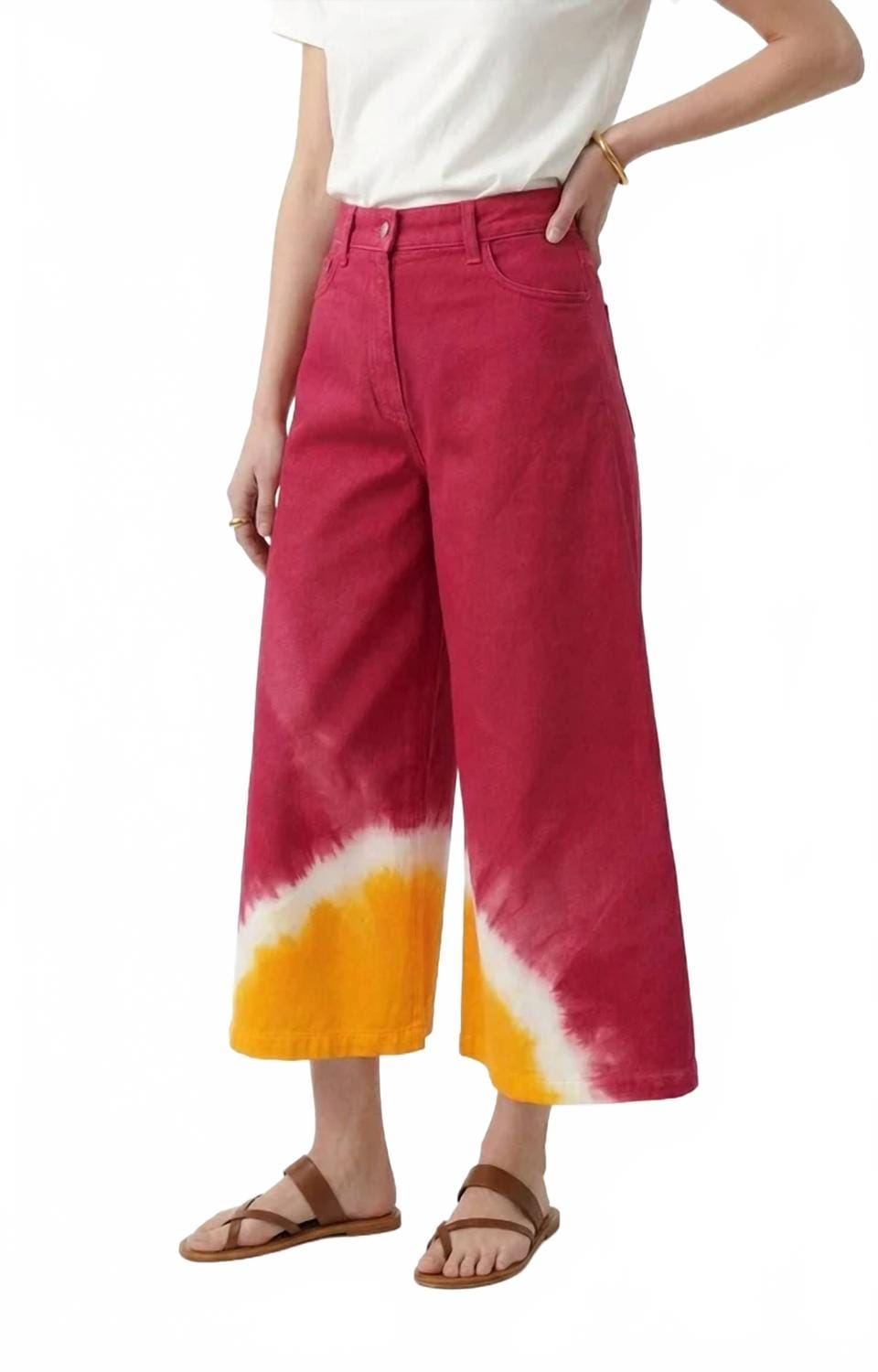 Yellow Guaji Wide Leg Pants In Red/ Yellow