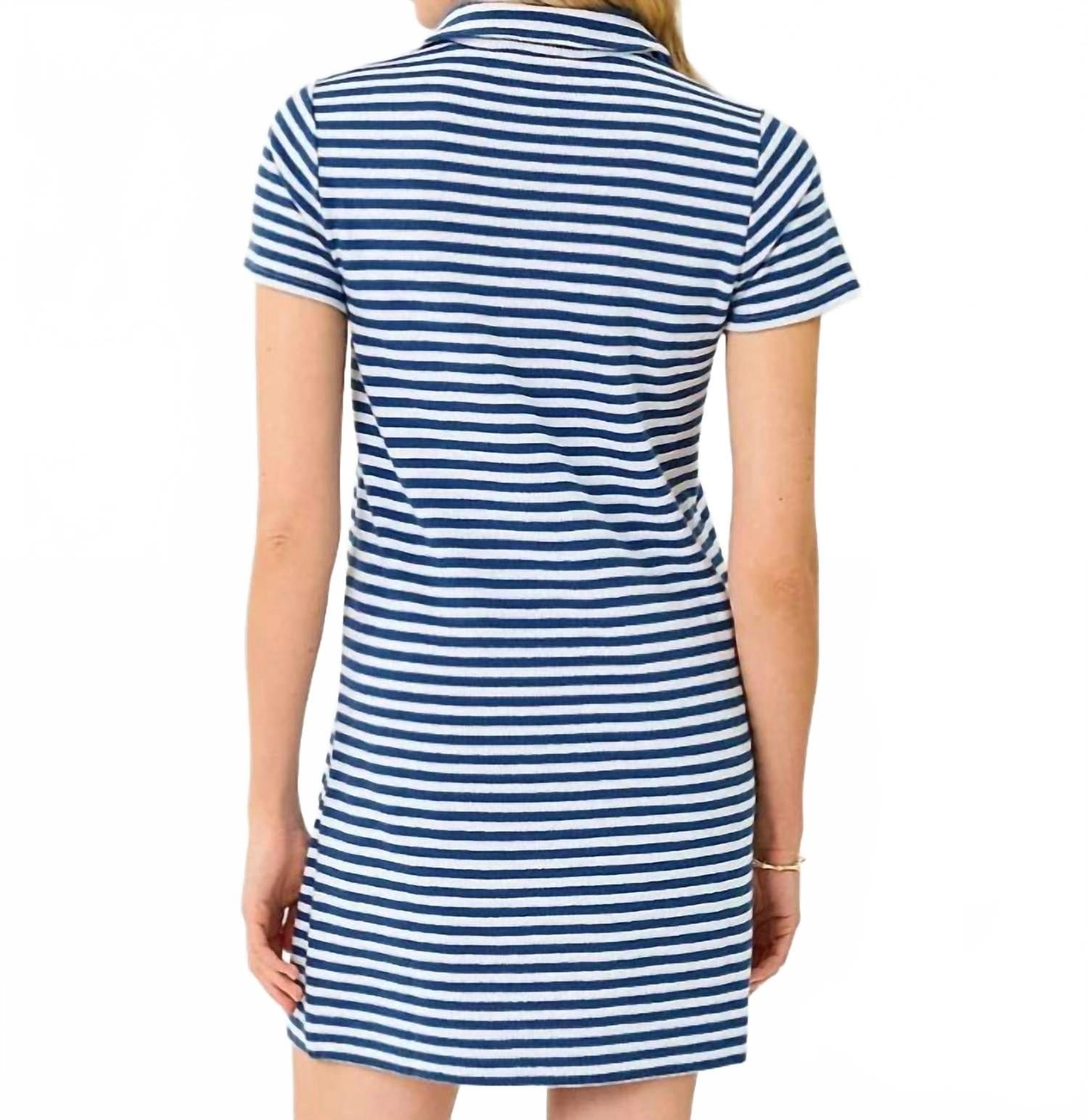 St. Tropez Dune Short Sleeve Dress In Starlight Navy St Tropez Stripe