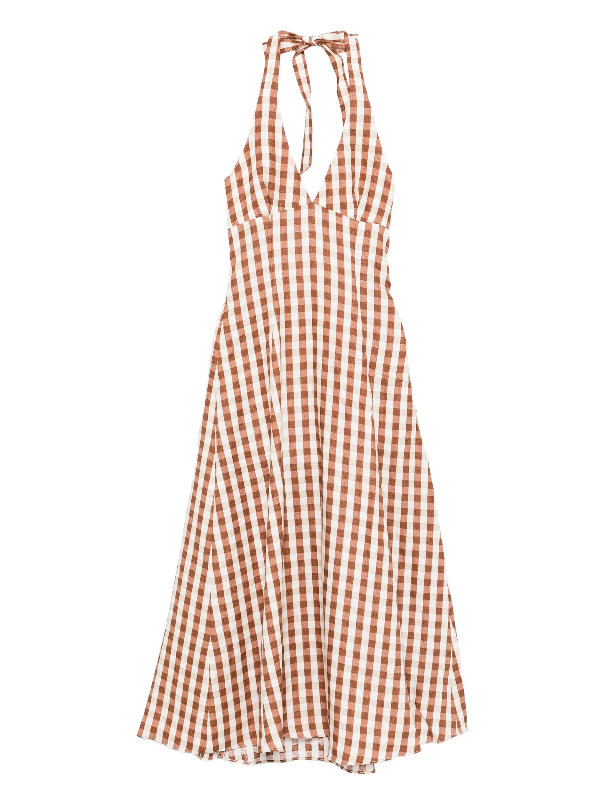 Faithfull gingham halterneck midi dress