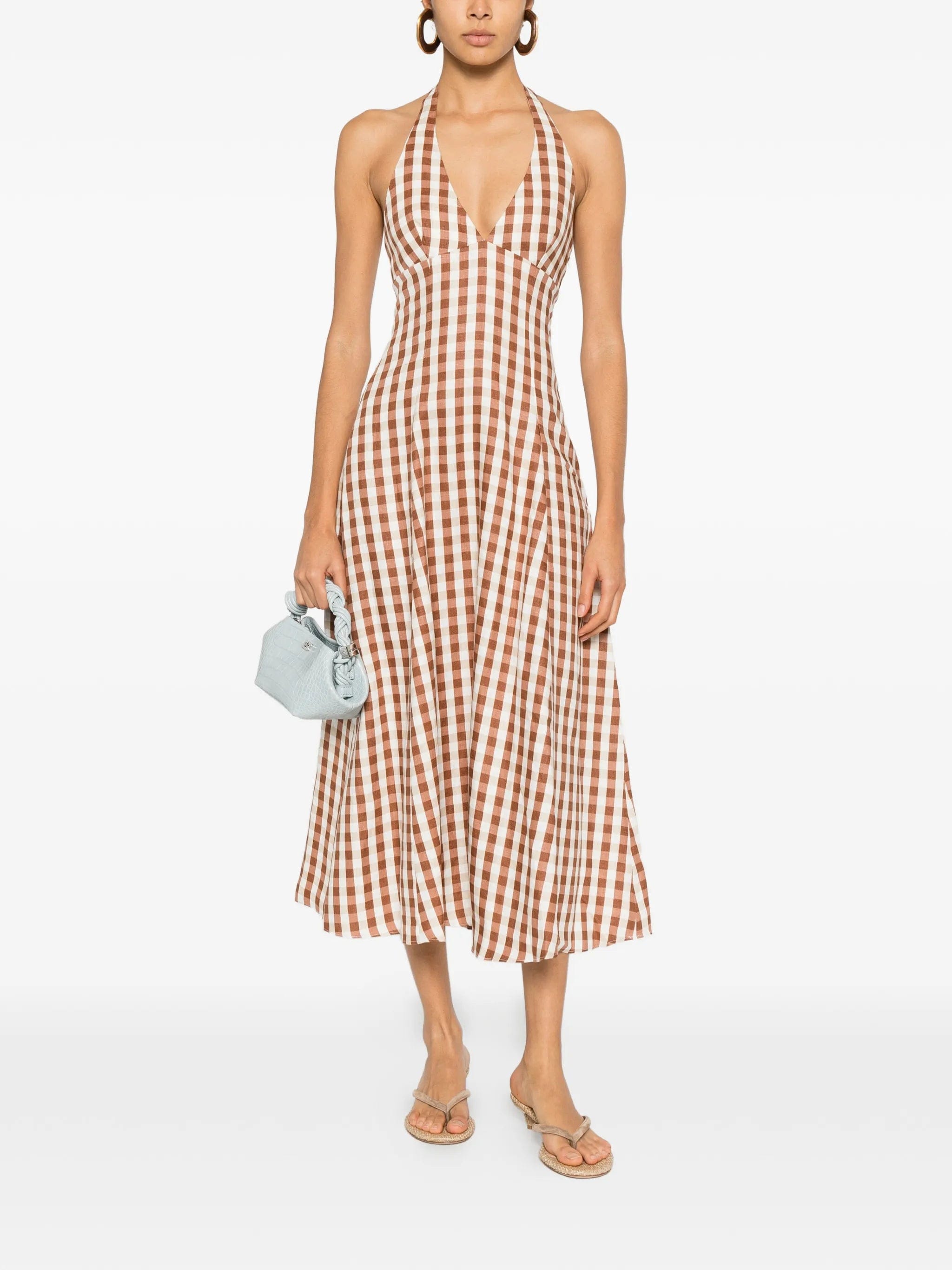 Faithfull gingham halterneck midi dress