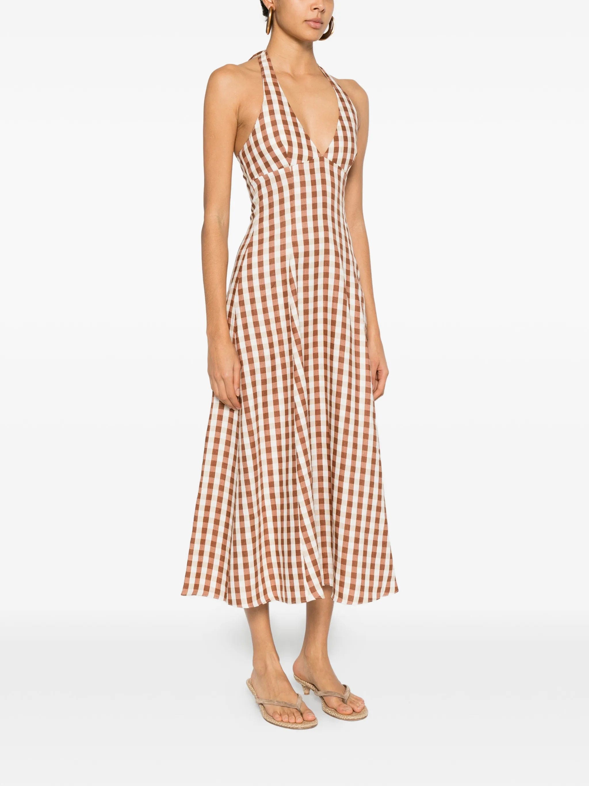 Faithfull gingham halterneck midi dress