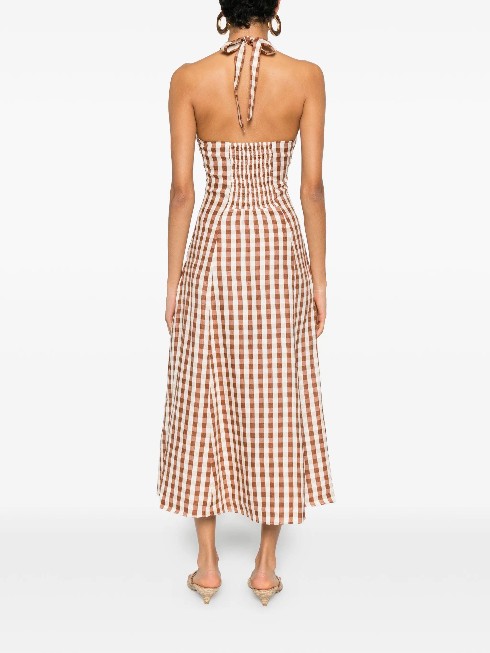 Faithfull gingham halterneck midi dress