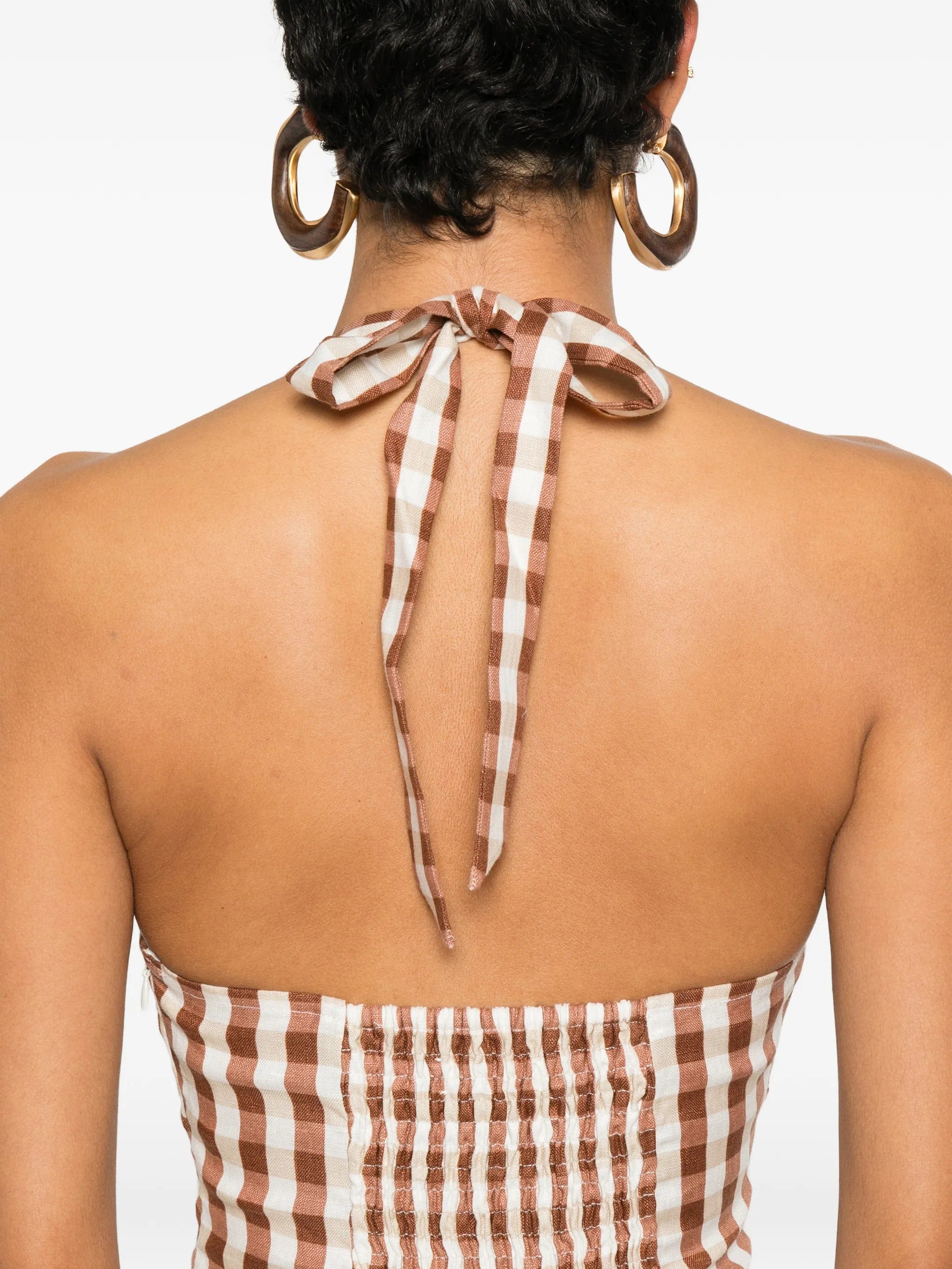 Faithfull gingham halterneck midi dress
