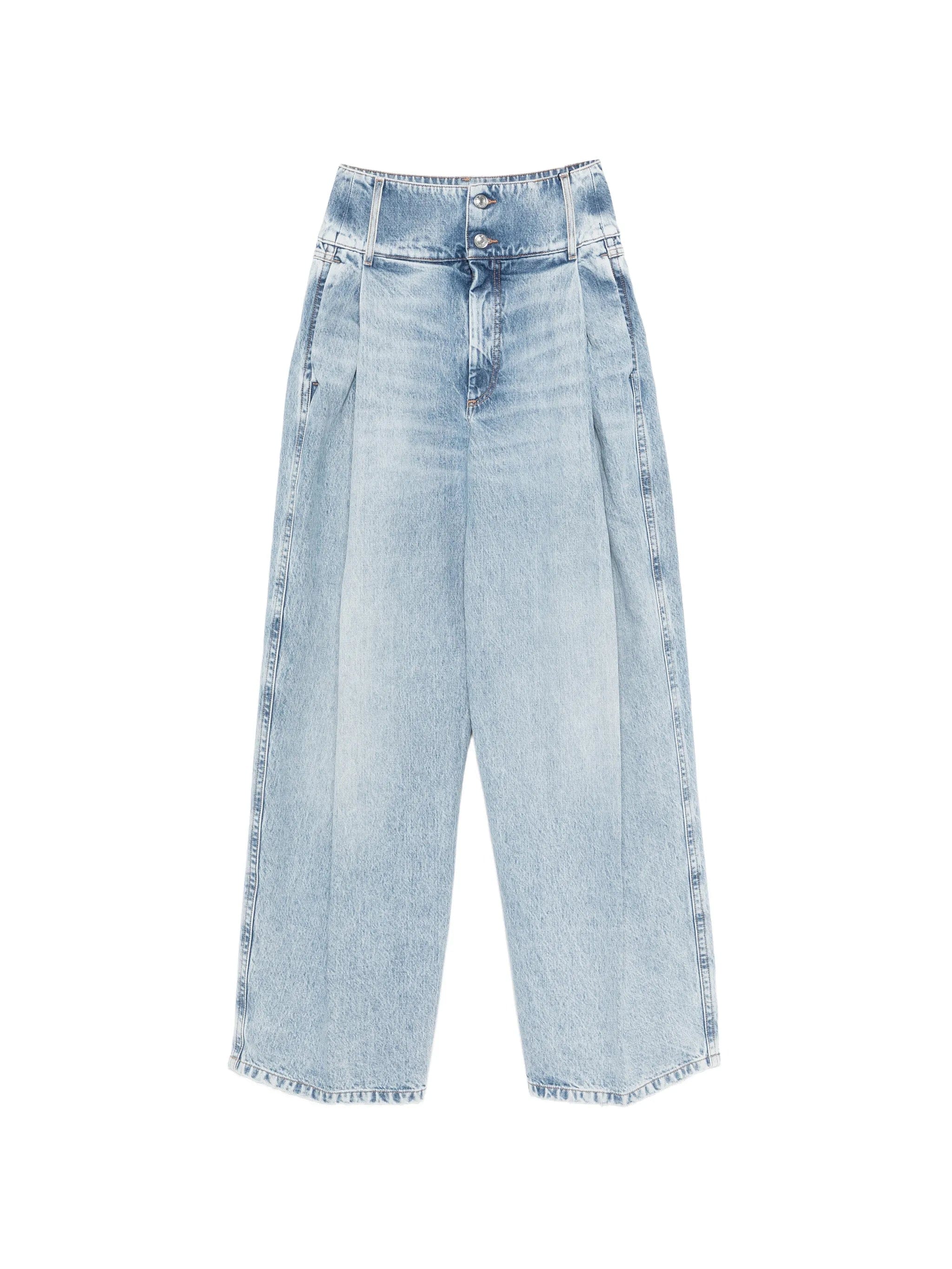 Sportmax Salbatro button - embellished pleated denim trousers