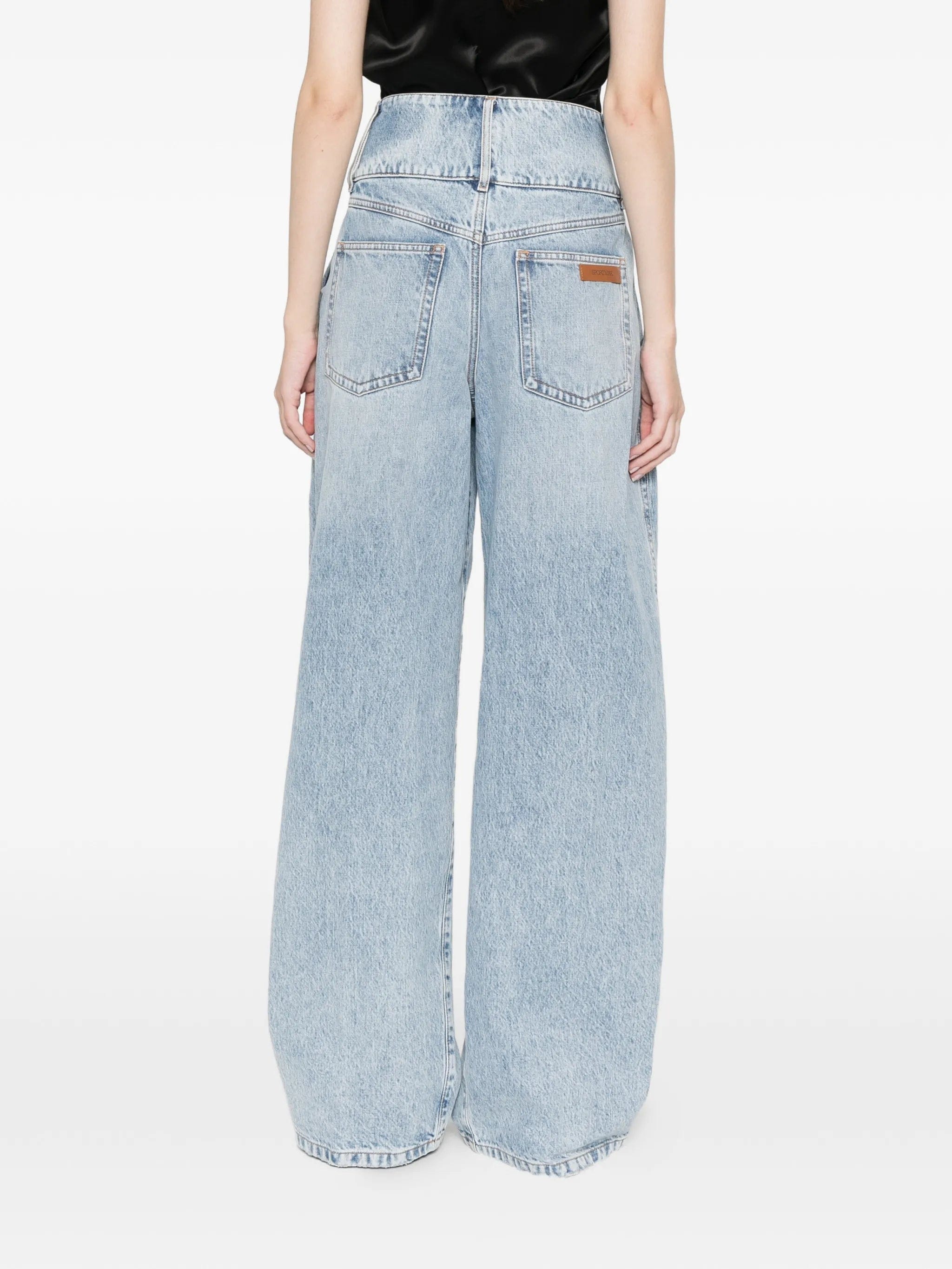 Sportmax Salbatro button - embellished pleated denim trousers