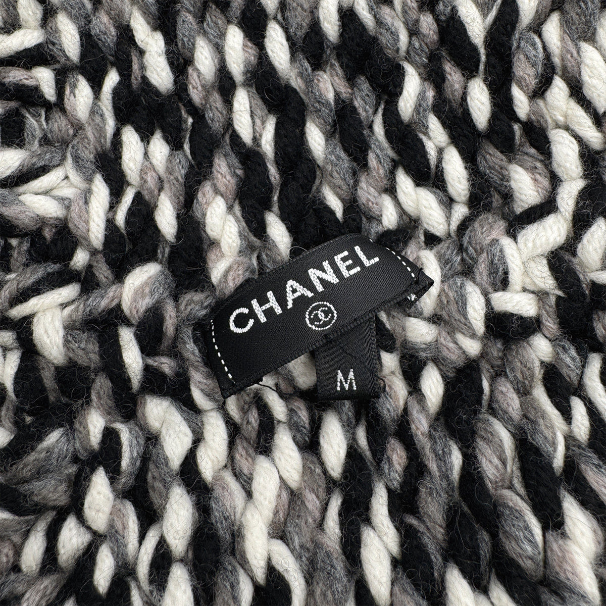 Luxury Promise Japan CHANEL KNIT HAT COCOMARK BLACK WHITE M RTW 90314405
