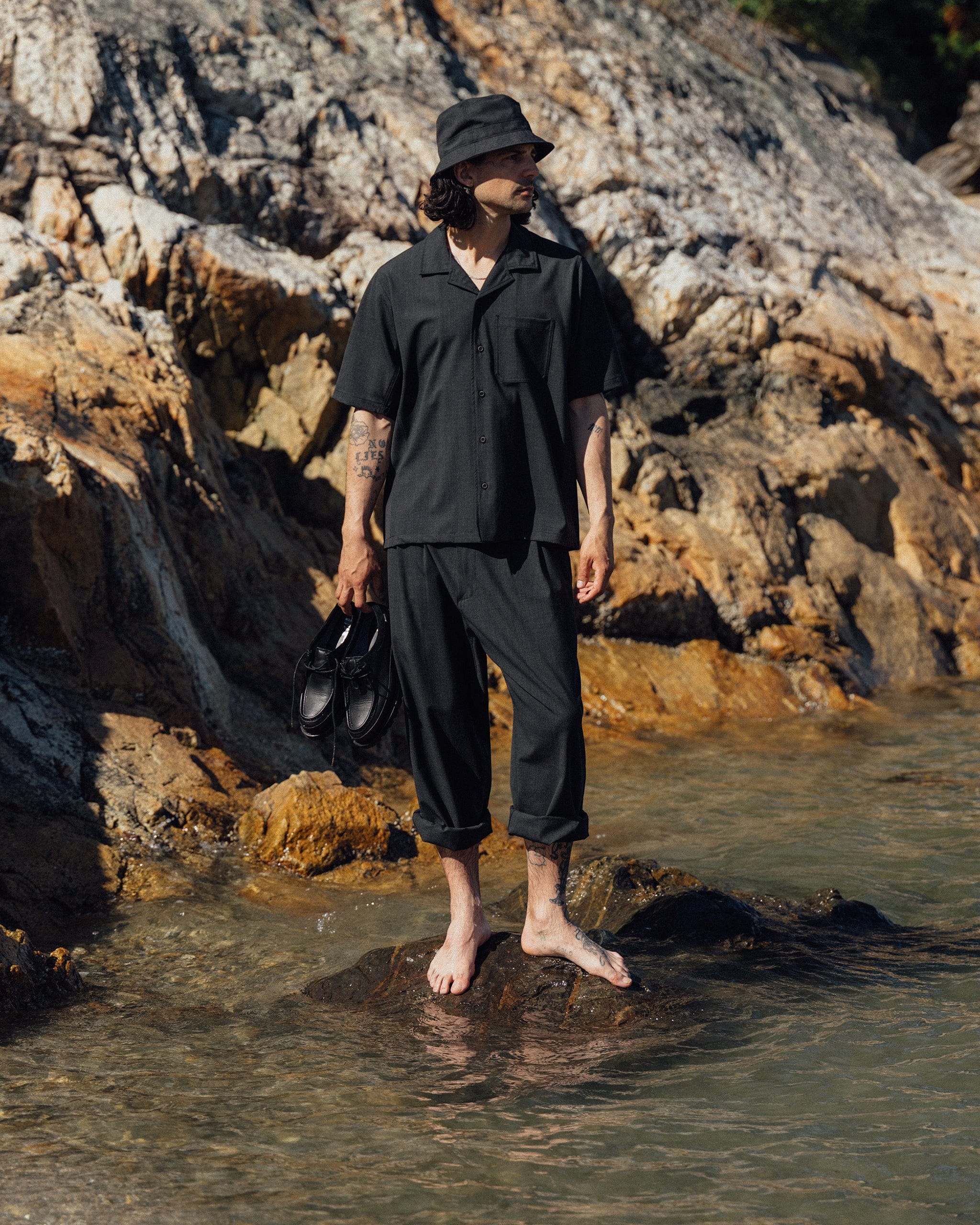 HAVEN Field Bucket Hat - Tropical Wool Charcoal