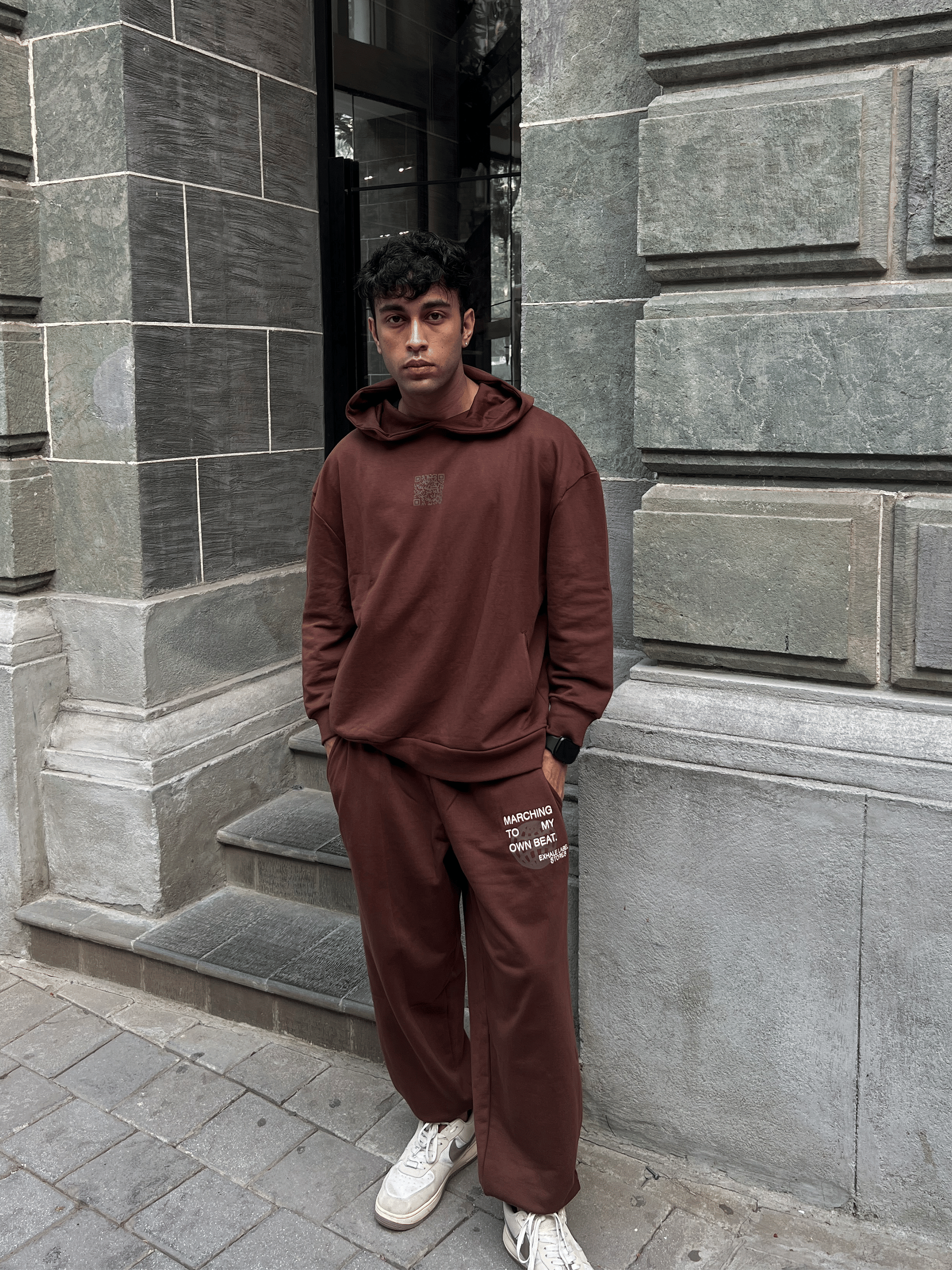 Exhale Label Oversized Hoodie Brown - Social Approval