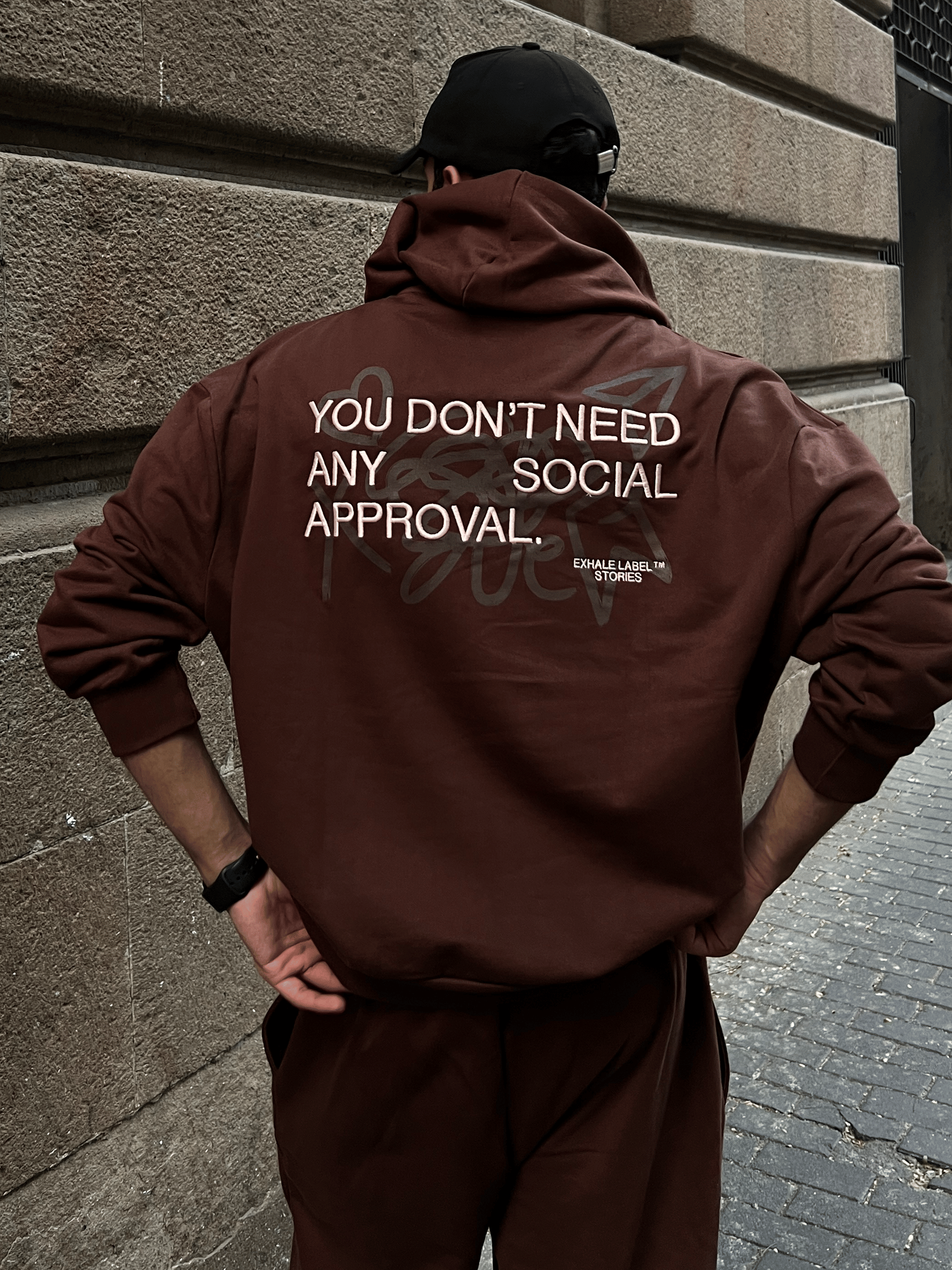 Exhale Label Oversized Hoodie Brown - Social Approval