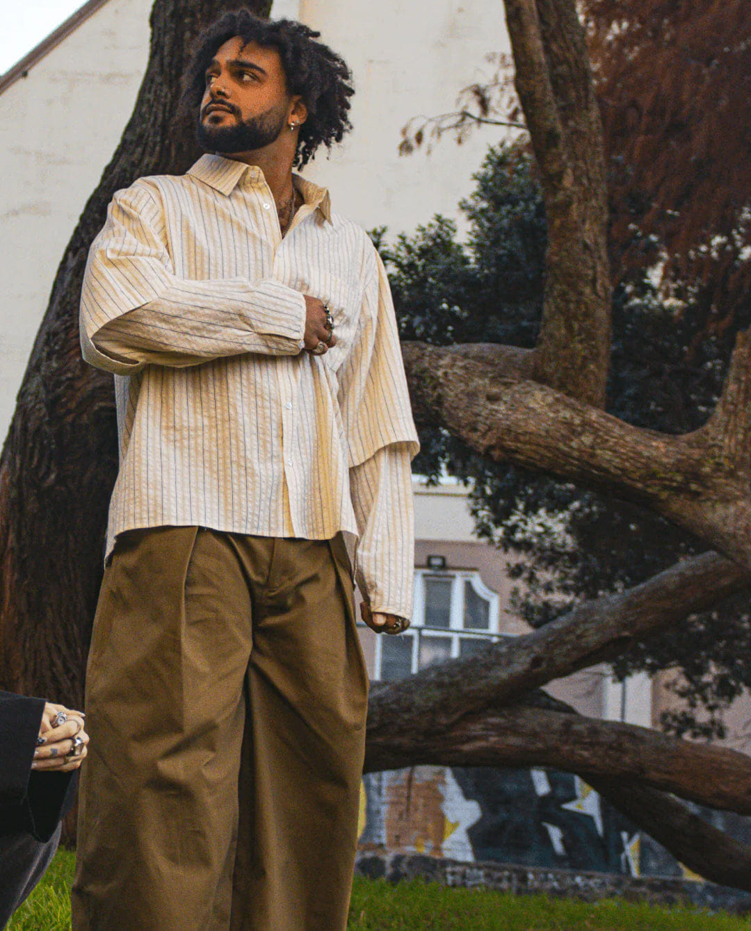 Checks Downtown - Layered Shirt - Cream Stripe