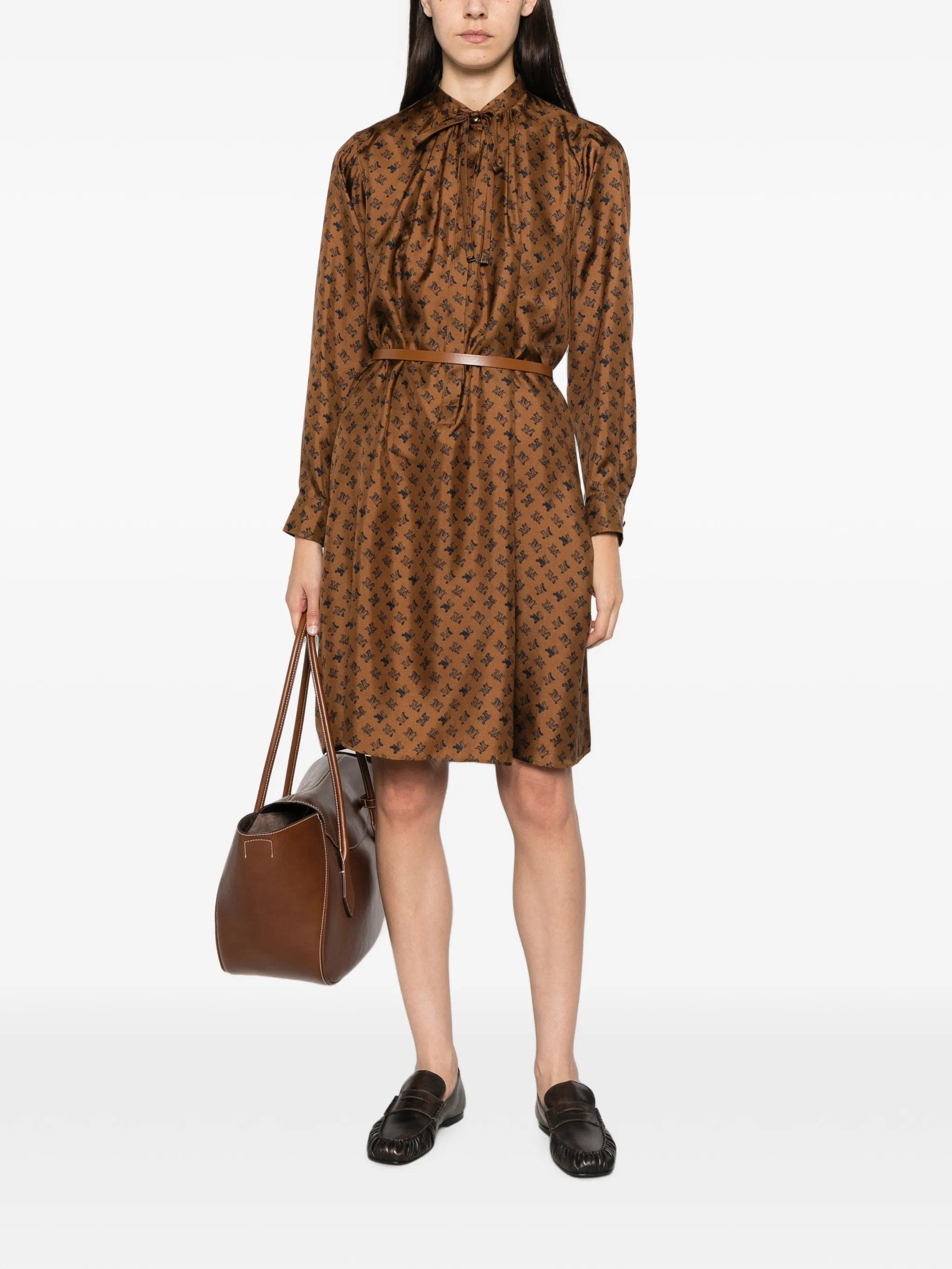 Max Mara logo - print belted midi dress
